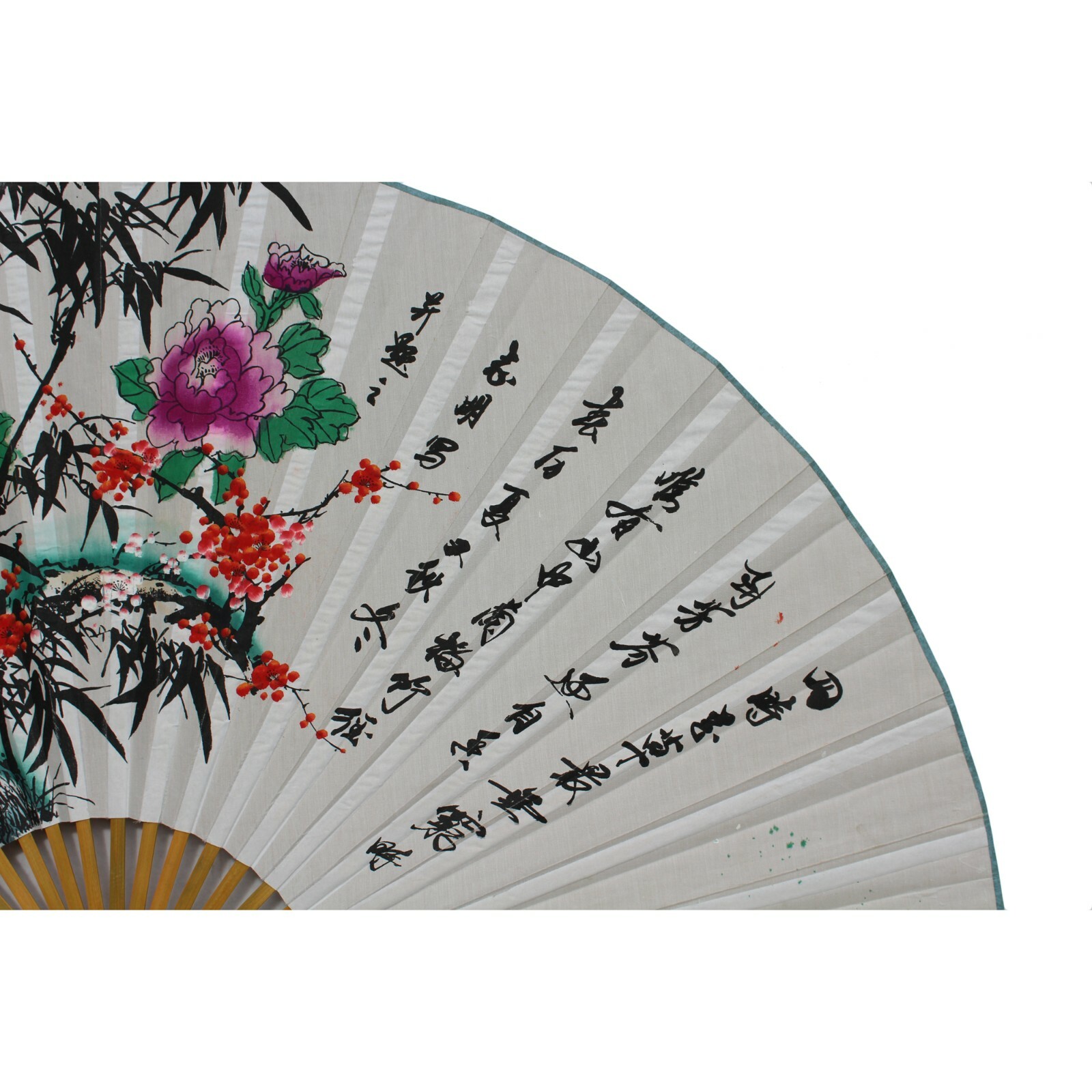 Chinese Handmade Fan Shape Flower Theme Paper Painting cs5633