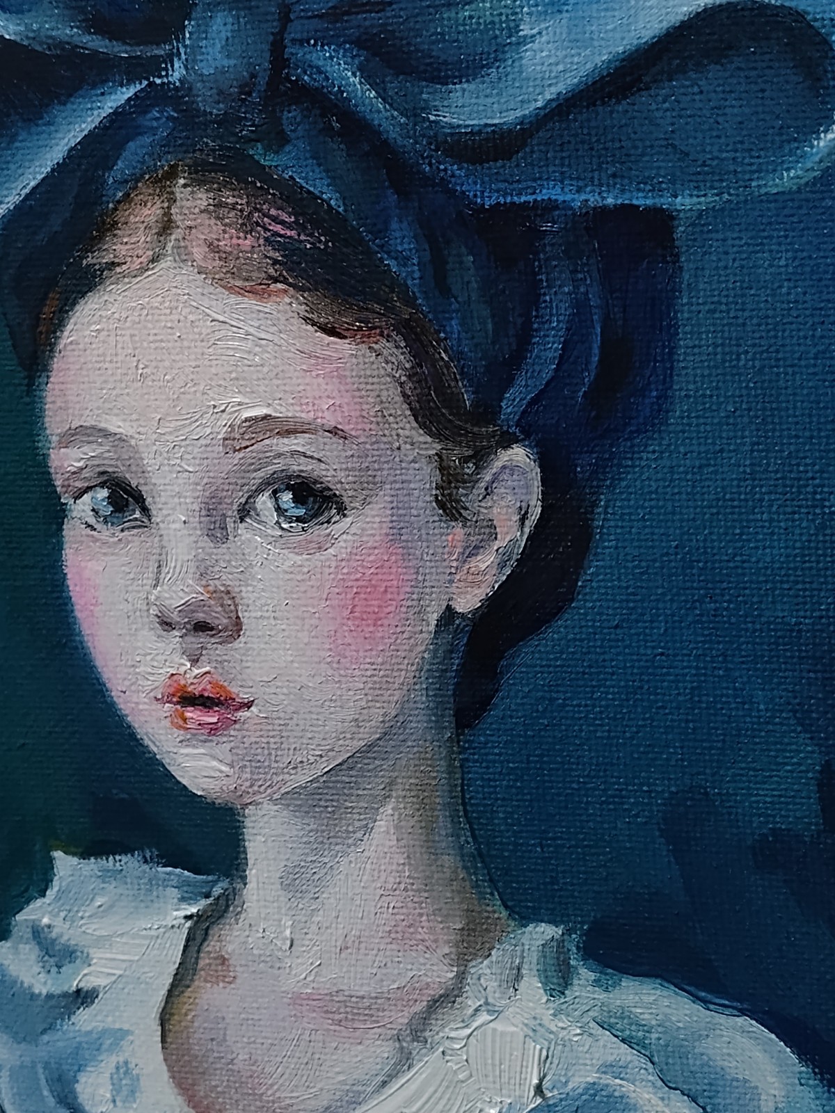 Original portrait of woman, Girl, Contemporary art, Old Fasion costume, Framed
