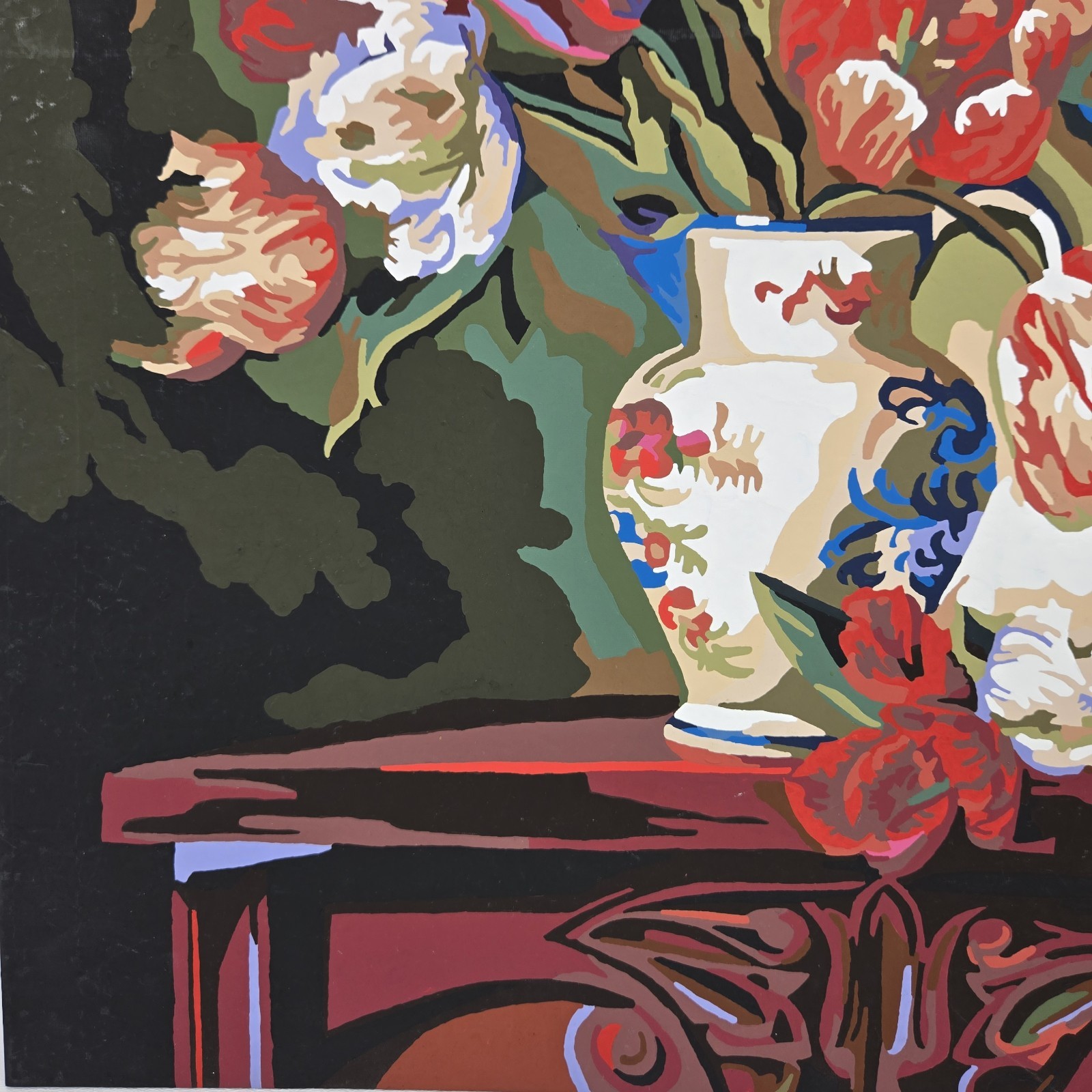Tulips On Parade Finished Acrylic Painting Paint By Number 16×20 Still Life