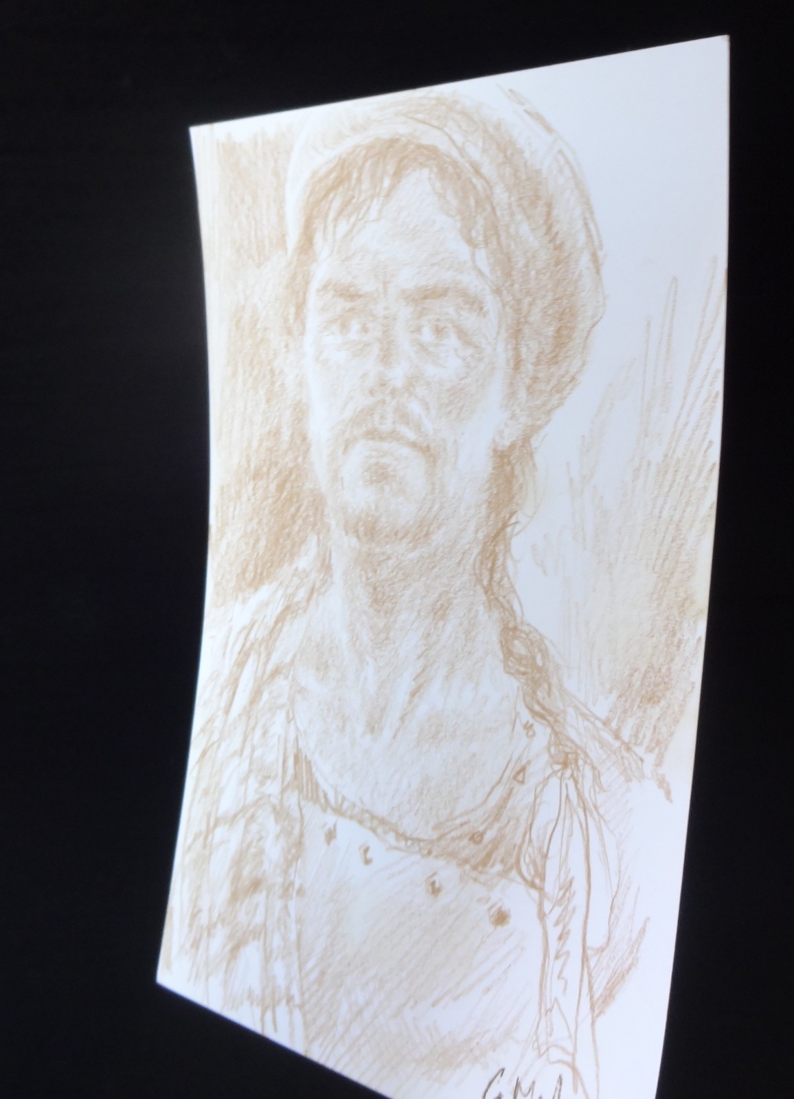 GERRY MILLER – Original Drawing «Portrait» Graphite Pencil on Paper.15x21cm