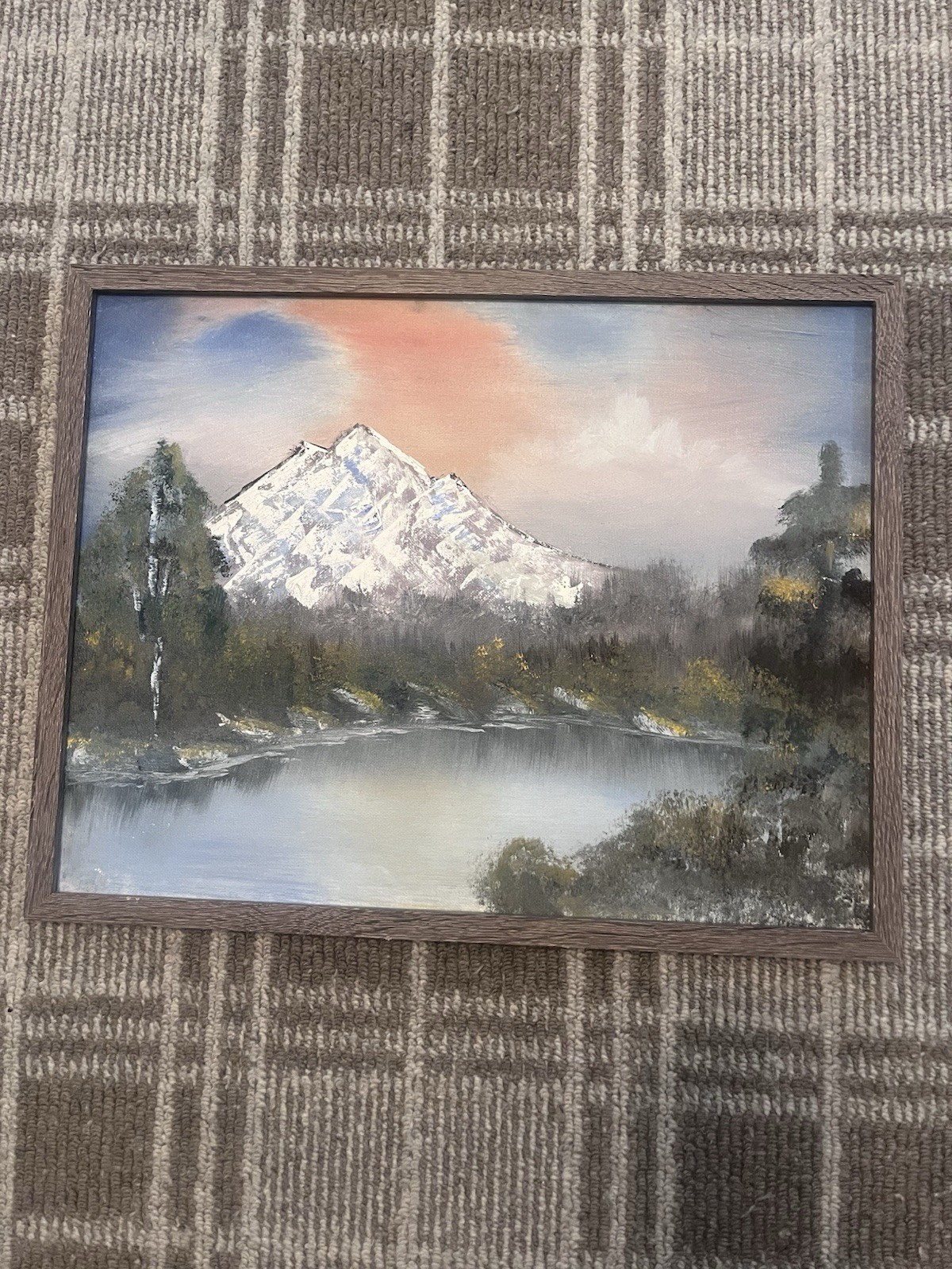 “ Mountainscape “ Original Oil Painting On Canvas Board 18”x15” Modern Frame