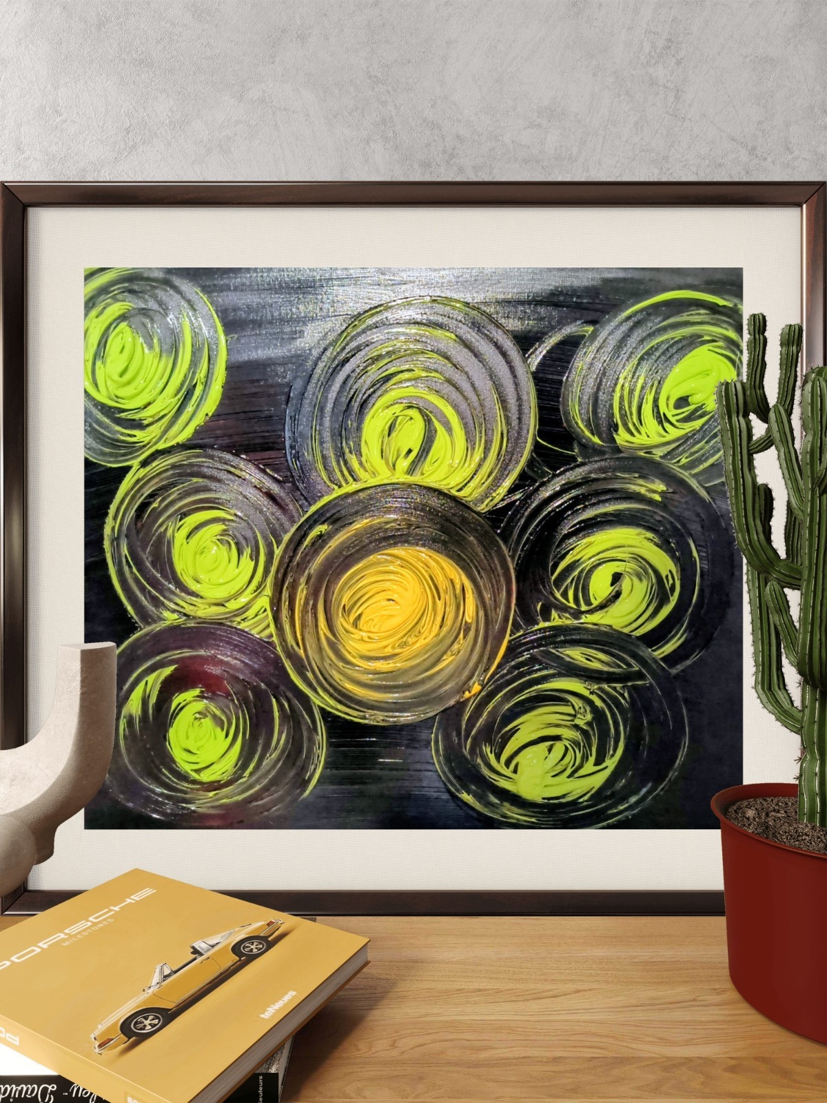 Trey Coppland, Green Light Abstract Acrylic Painting, Medium, 2026 Signed