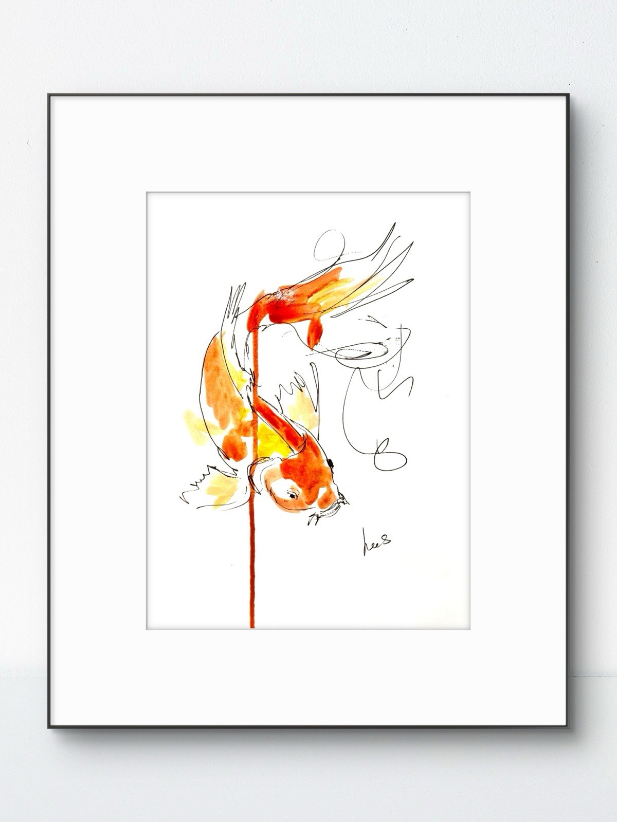 Original Abstract 9x12Goldfinch Paper Ink Handmade Signed Fine Wall Art Decor 22