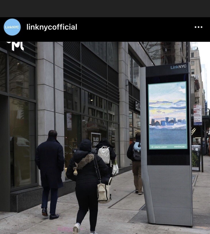 ACEO Art Card Print Of Original NYC park Fall Watercolor From LinkNYC