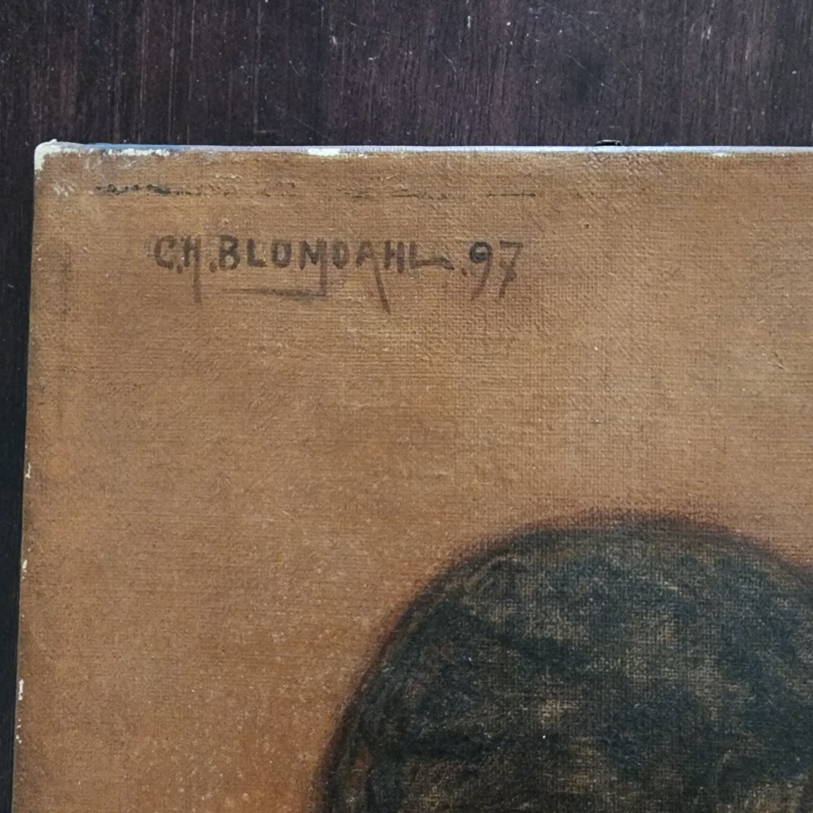 Antique 1897 Oil Painting Portrait Woman Signed Blumdahl Pre-Raphaelite Style