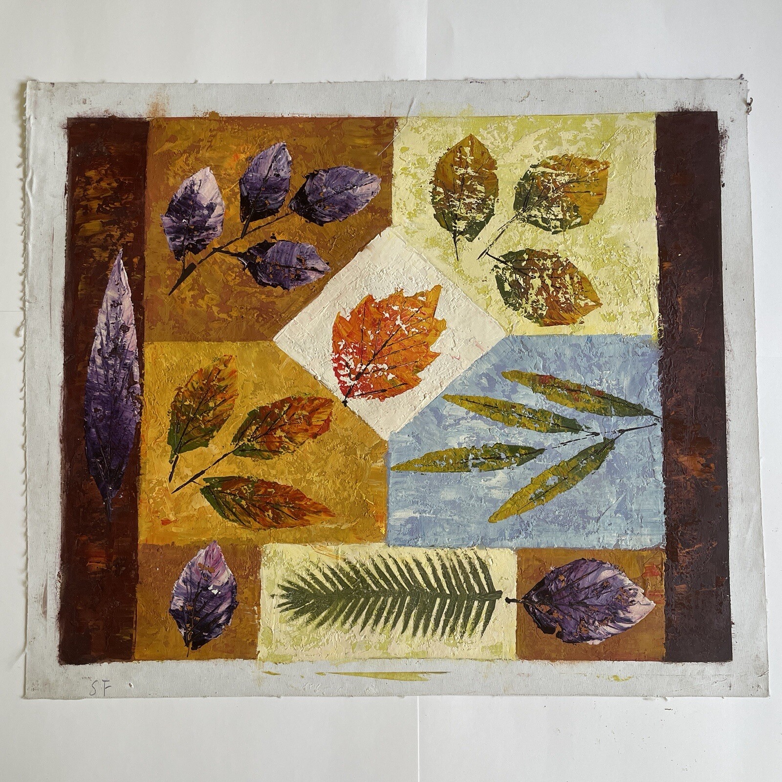 Forest Leaf Collage Oil Painting 20” x 24”