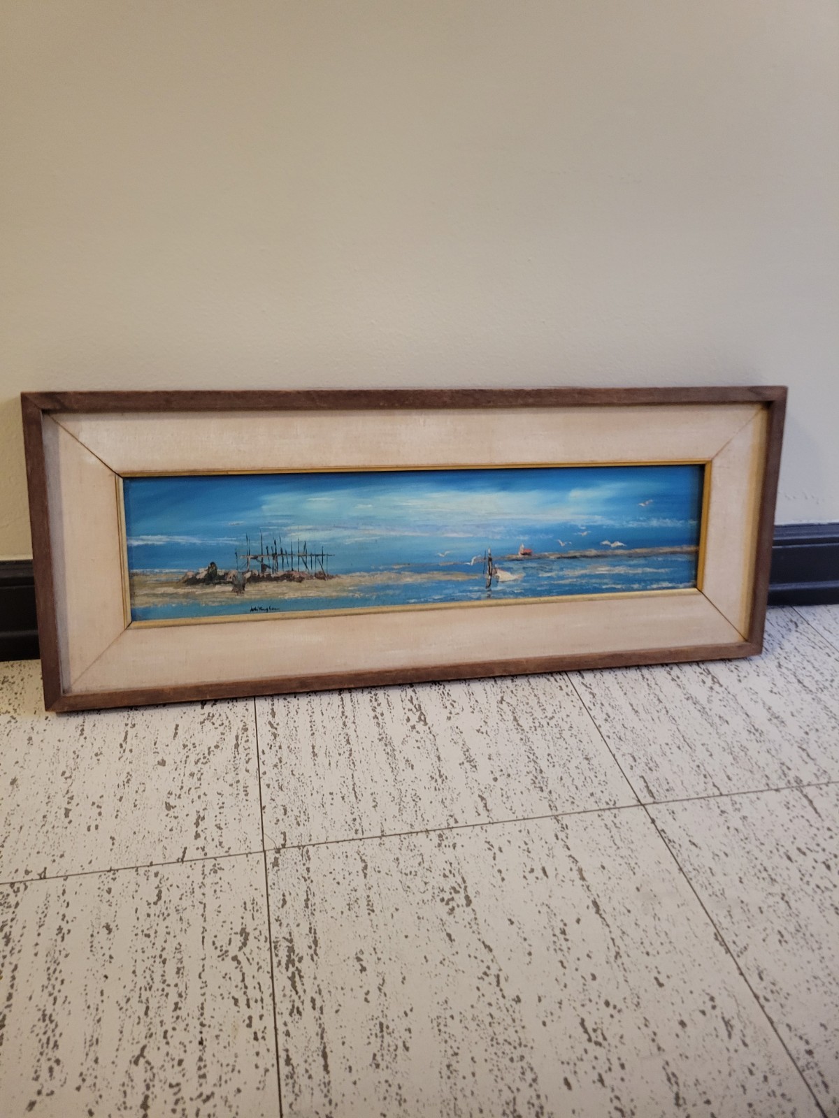 SIGNED WHITTINGTON OIL ON BOARD NAUTICAL PAINTING 27 1/2 INCH X 11 INCH FRAME…