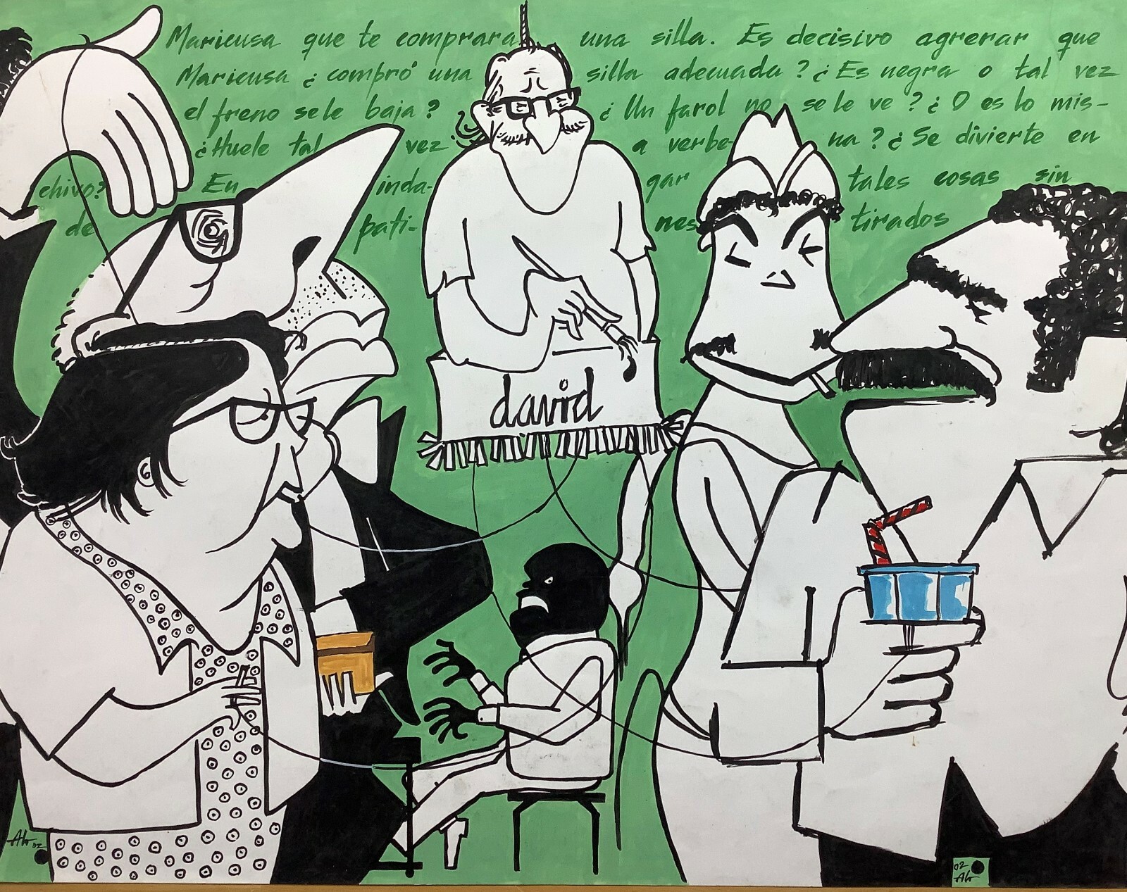 Homage to Juan David III, 2002. Original signed. Mixed media