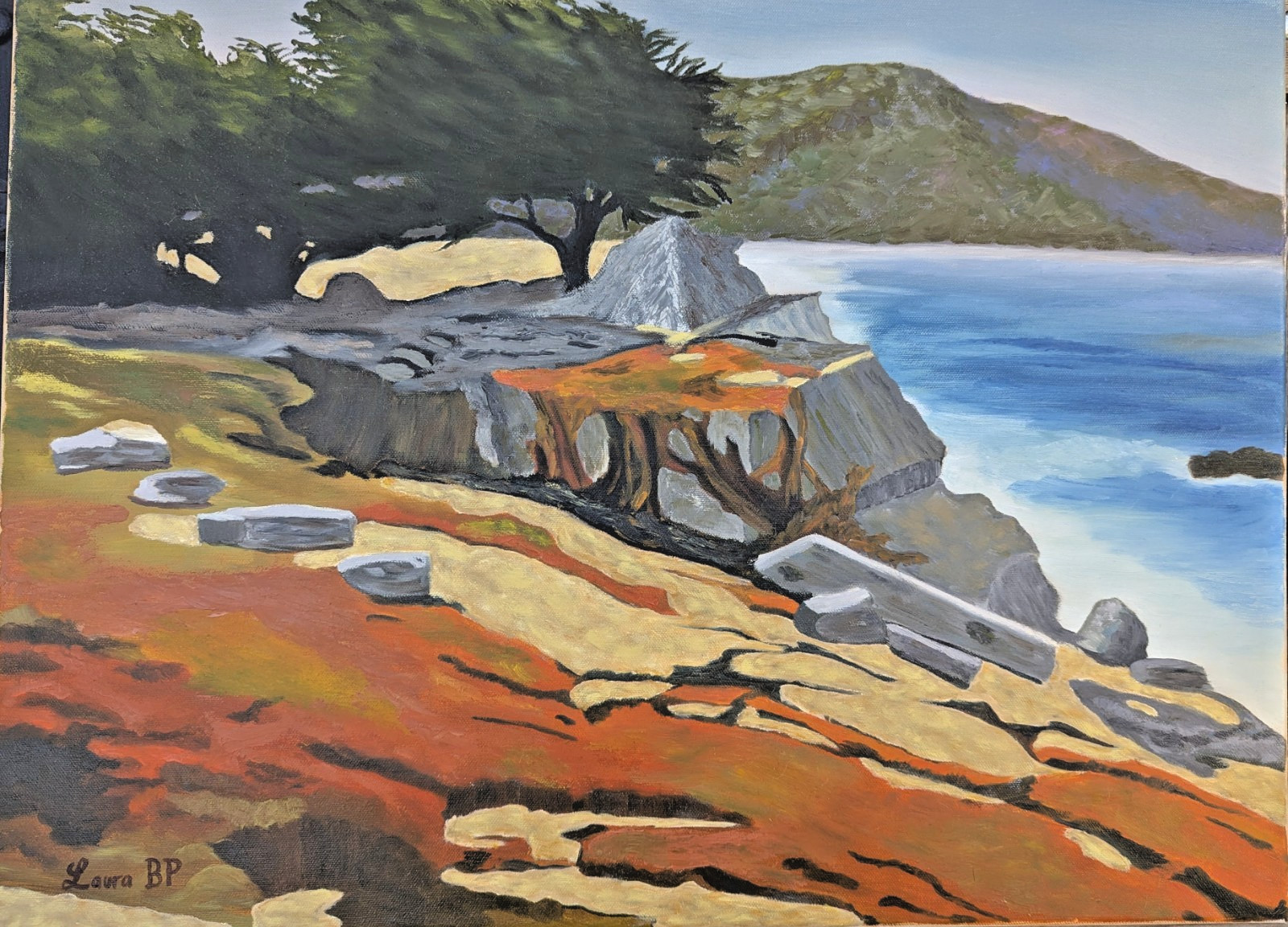 Colorful Seascape Painting 18x24x0.5 in. Hand Painted Oil On Canvas Signed
