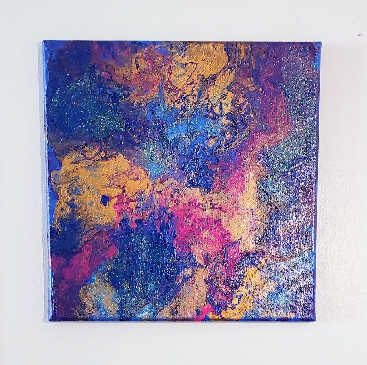 «Galaxy in Motion» Original Hand-painted Acrylic Painting on Canvas. 12×12″