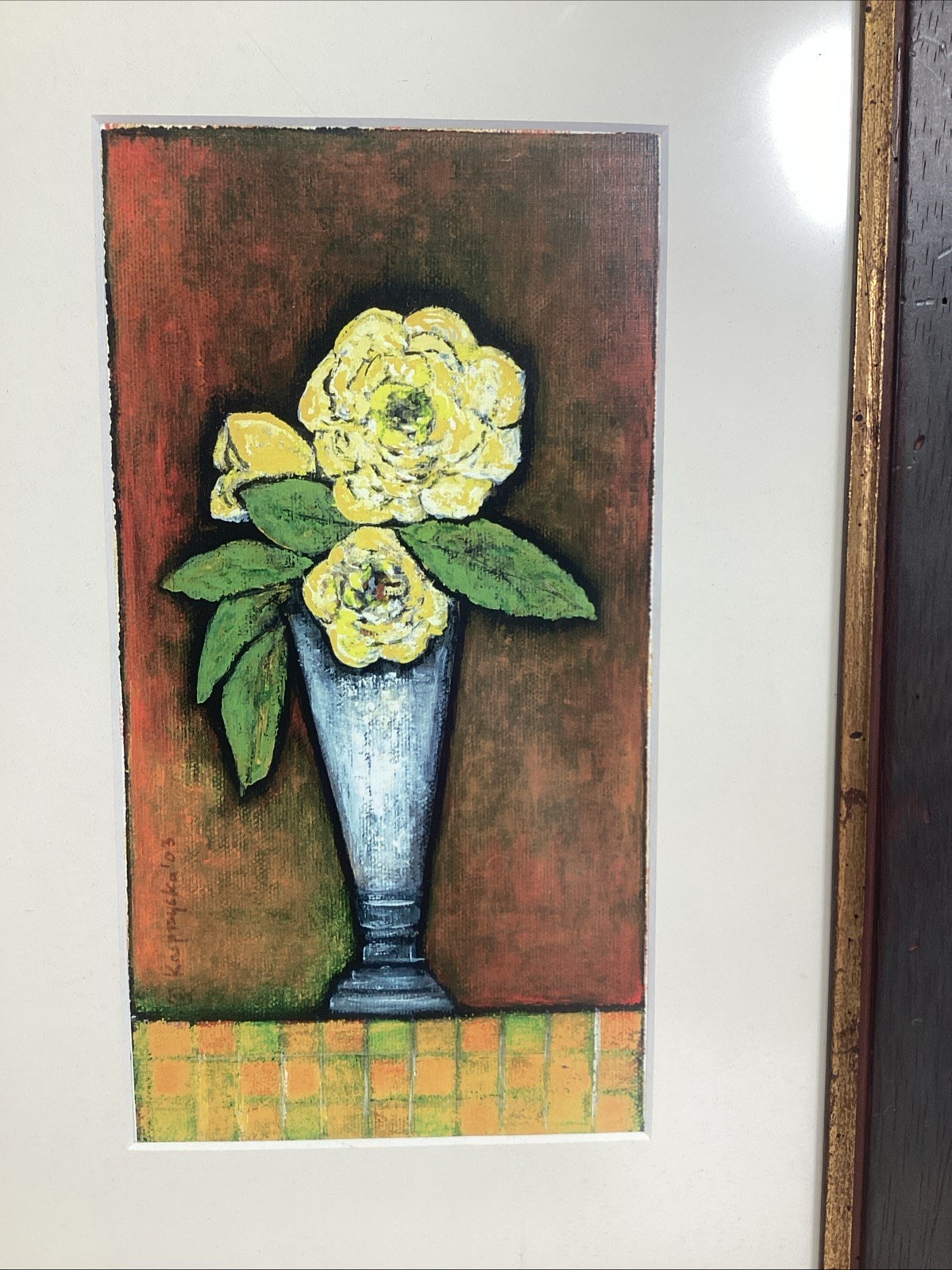 Floral Watercolor Painting – Flower In A Vase – Framed – 18×13”