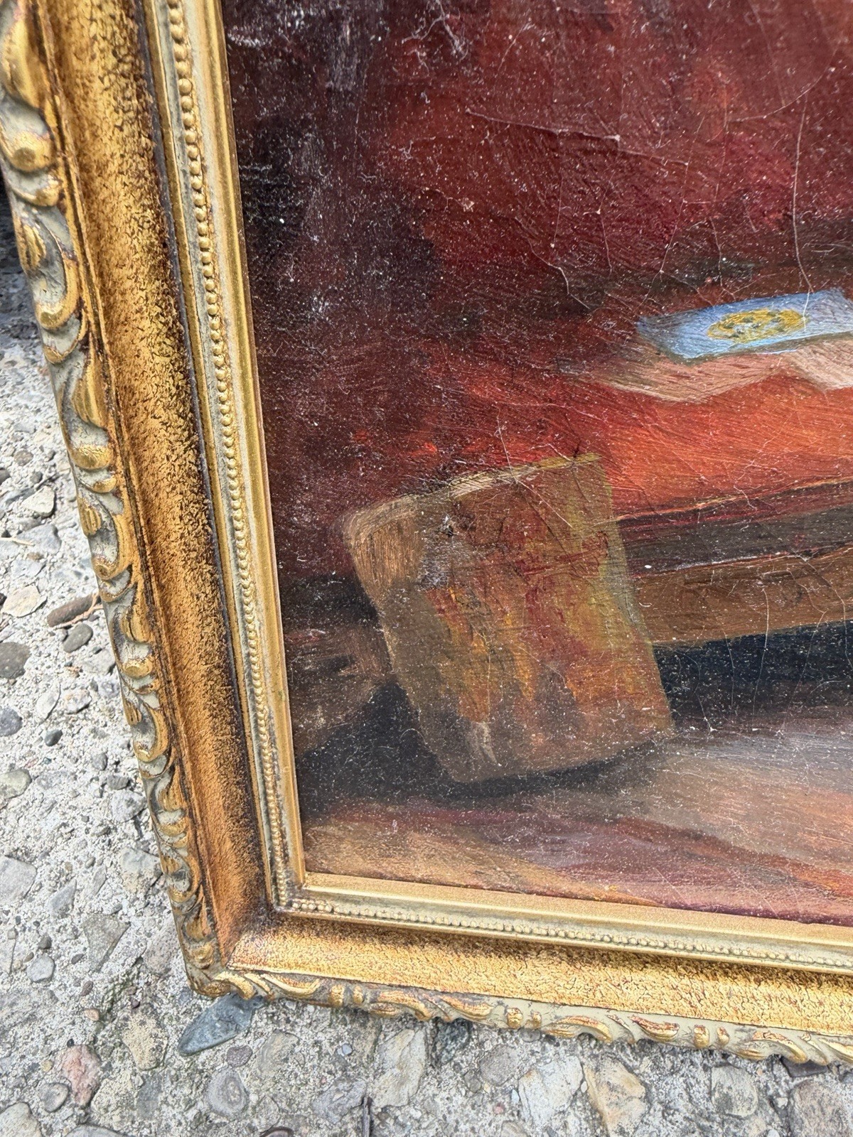 Nicely Executed Impressionist Oil Painting Turn Of The Century Signed On Back