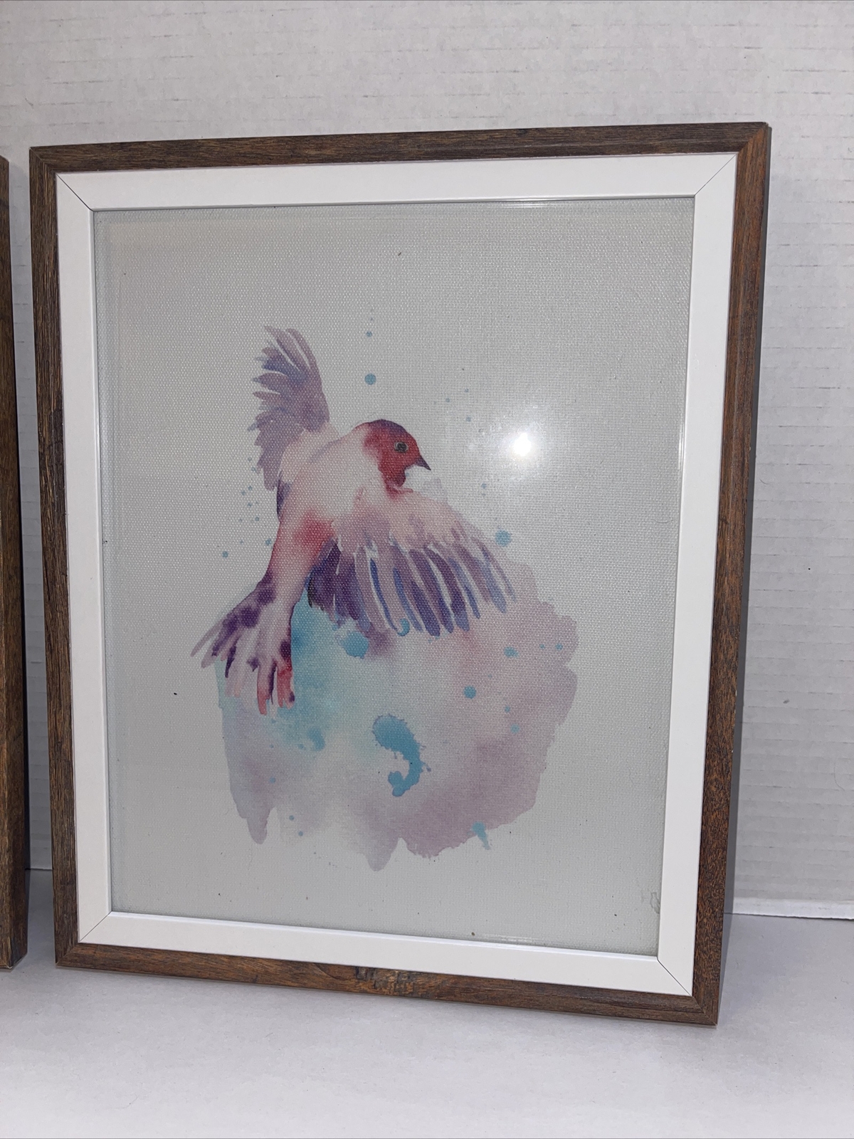 Bird Watercolor Paintings Abstract Framed Set Of 2 Birds In Flight Original 9×11