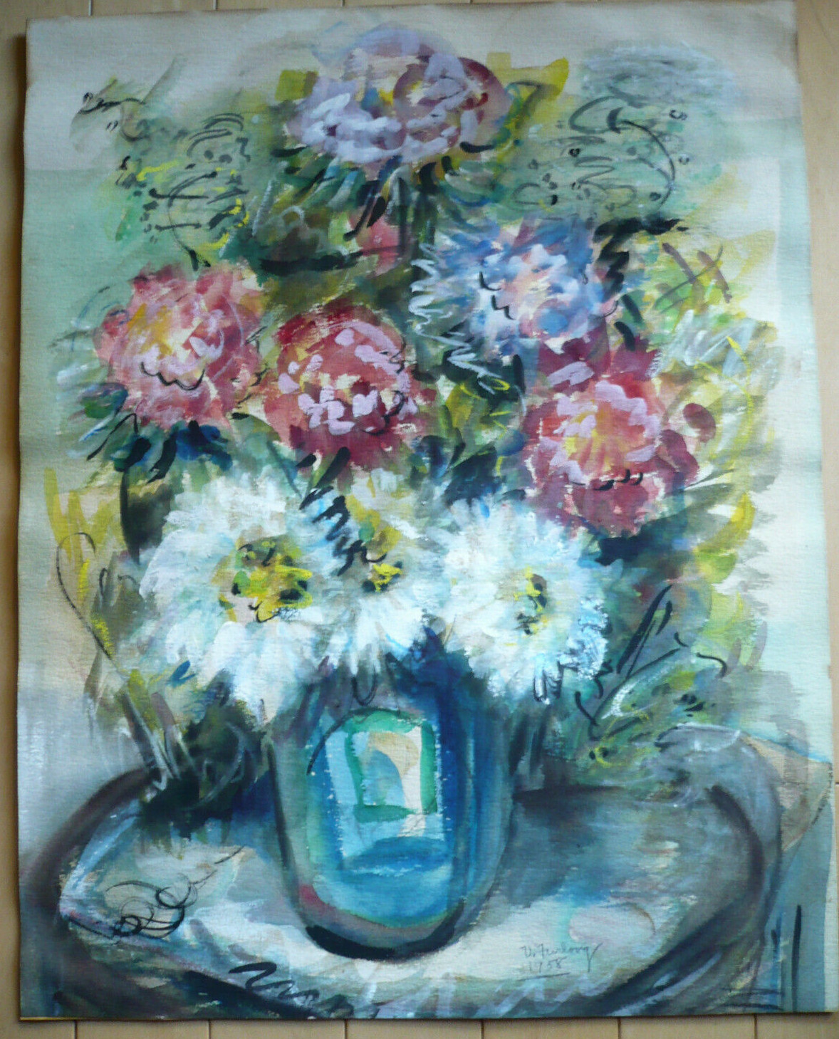 VALERIA FURLONG, LISTED CALIFORNIA FLORAL FLOWERS MODERN IMPRESSIONIST CALIF CA