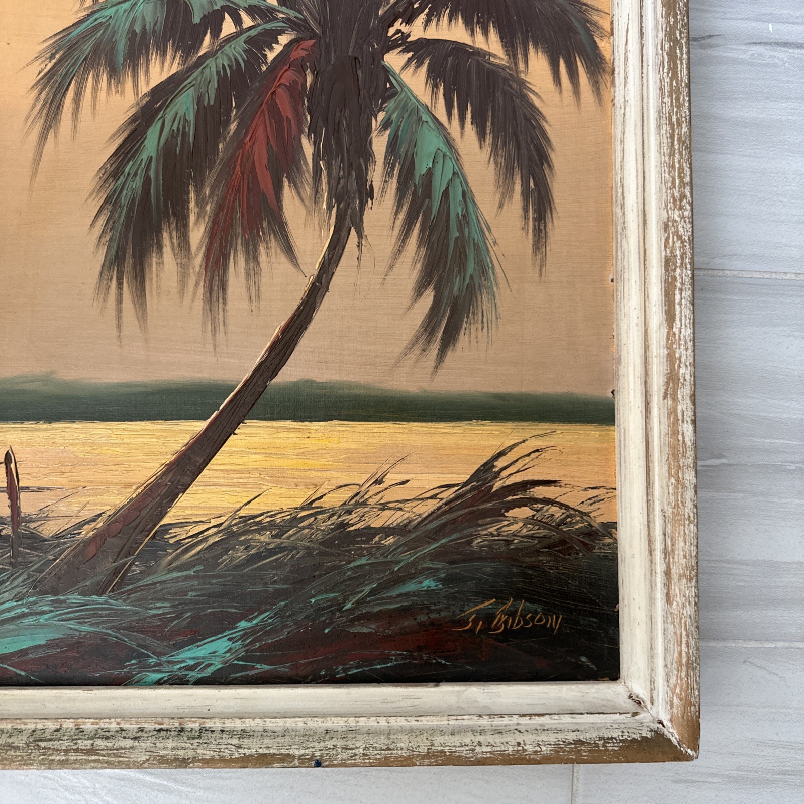 Rare Authentic James Gibson Florida Highwaymen Upson painting Signed front/back
