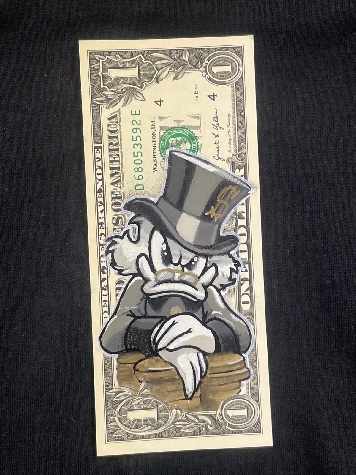 Scrooge Money Mindset 1 Dollar Bill Original painting Graffiti Art Street Art