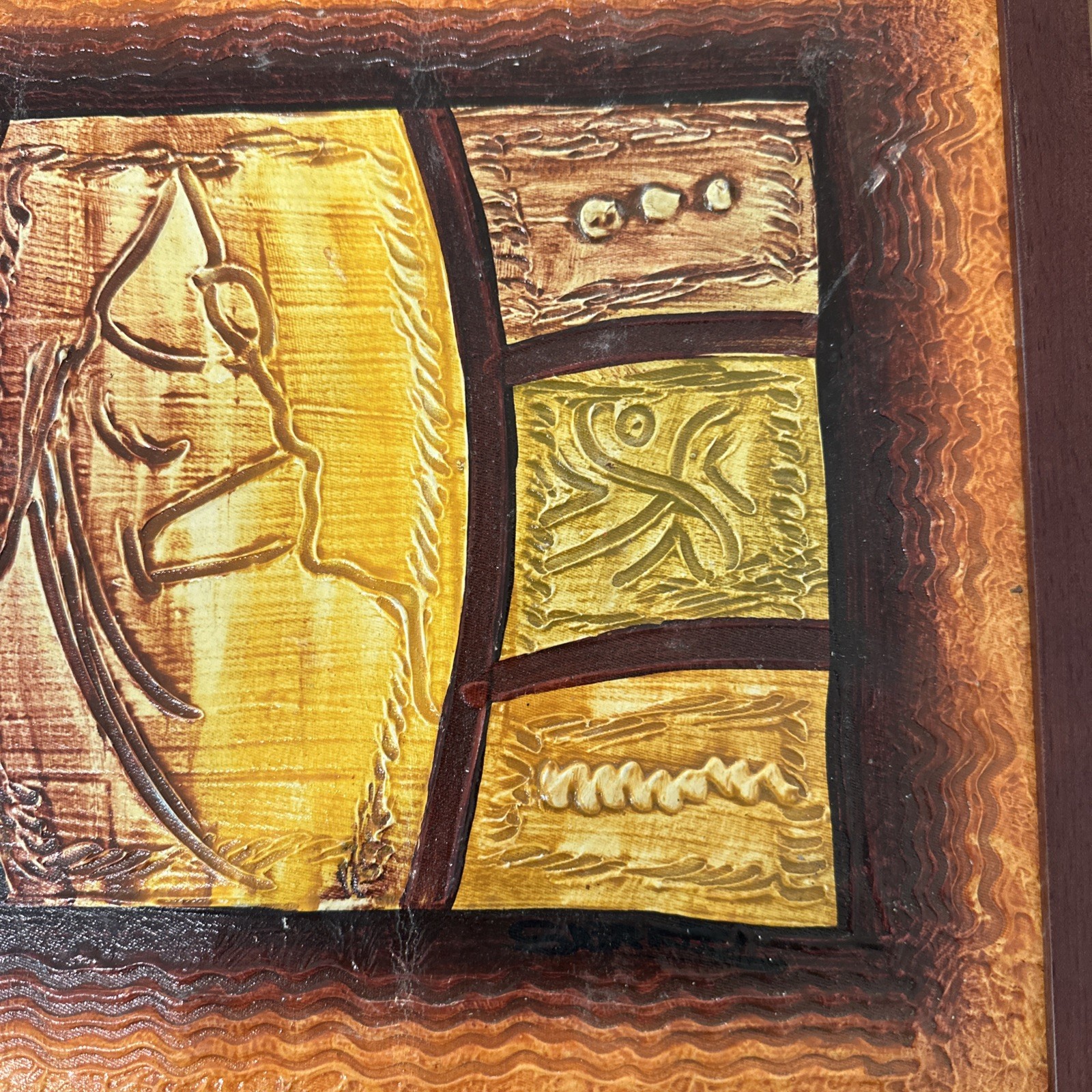 Abstract Textured Painting Signed By The Artist. Hand Painted Retro Mid Century