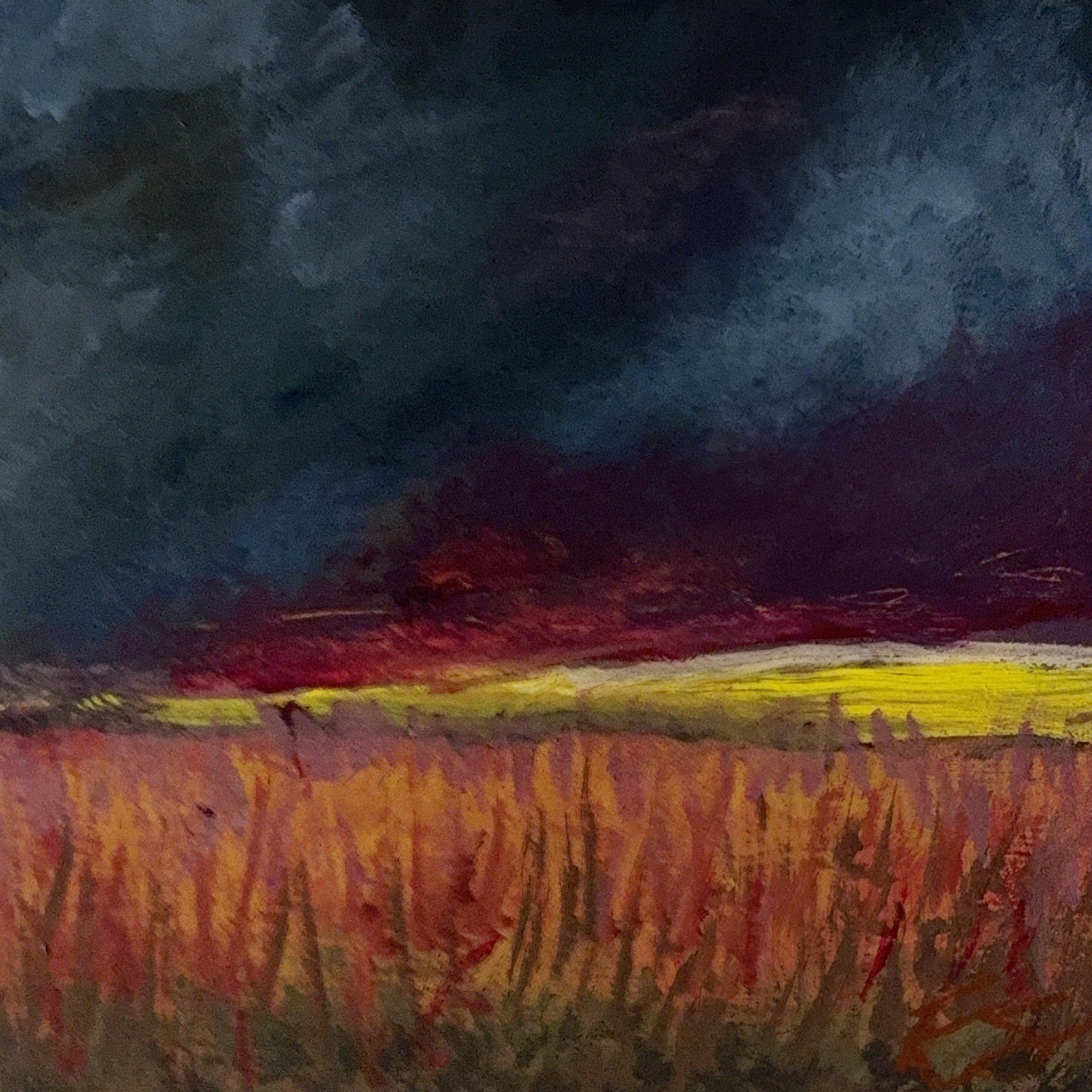 Small Original Landscape Painting 6×6 Acrylic on Wood Panel Relaxing Nature Art