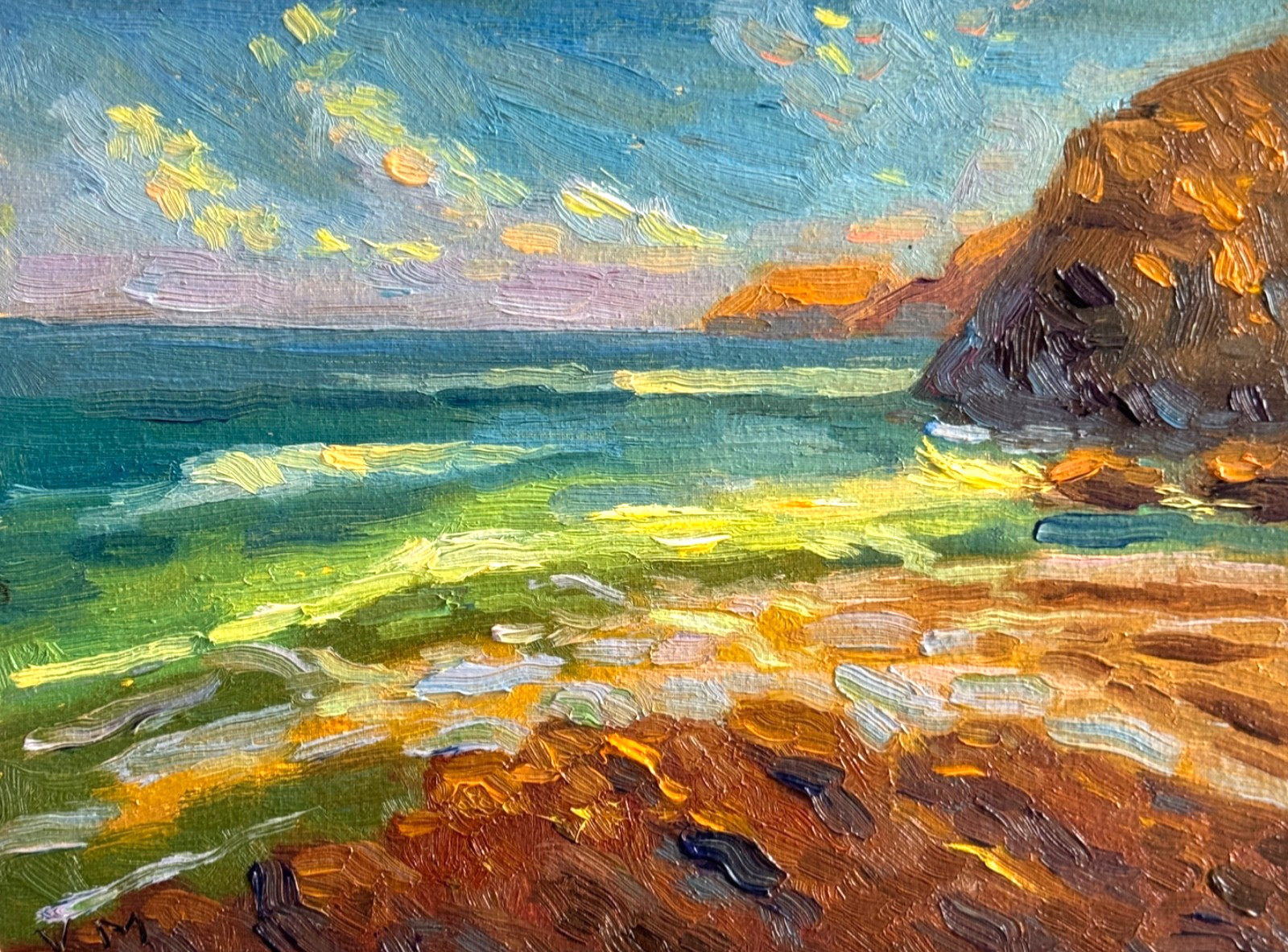 Coastal Sea Painting Original Oil Seascape Beach Nautical Art