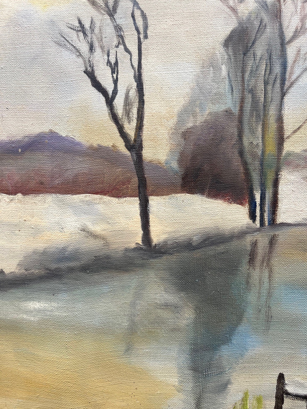 Impressionist Seascape Winter Landscape Oil Painting, Framed, 45×35 cm