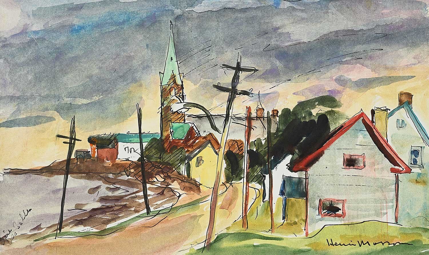 Henri Masson, Canadian, w/c, 8x 13 in