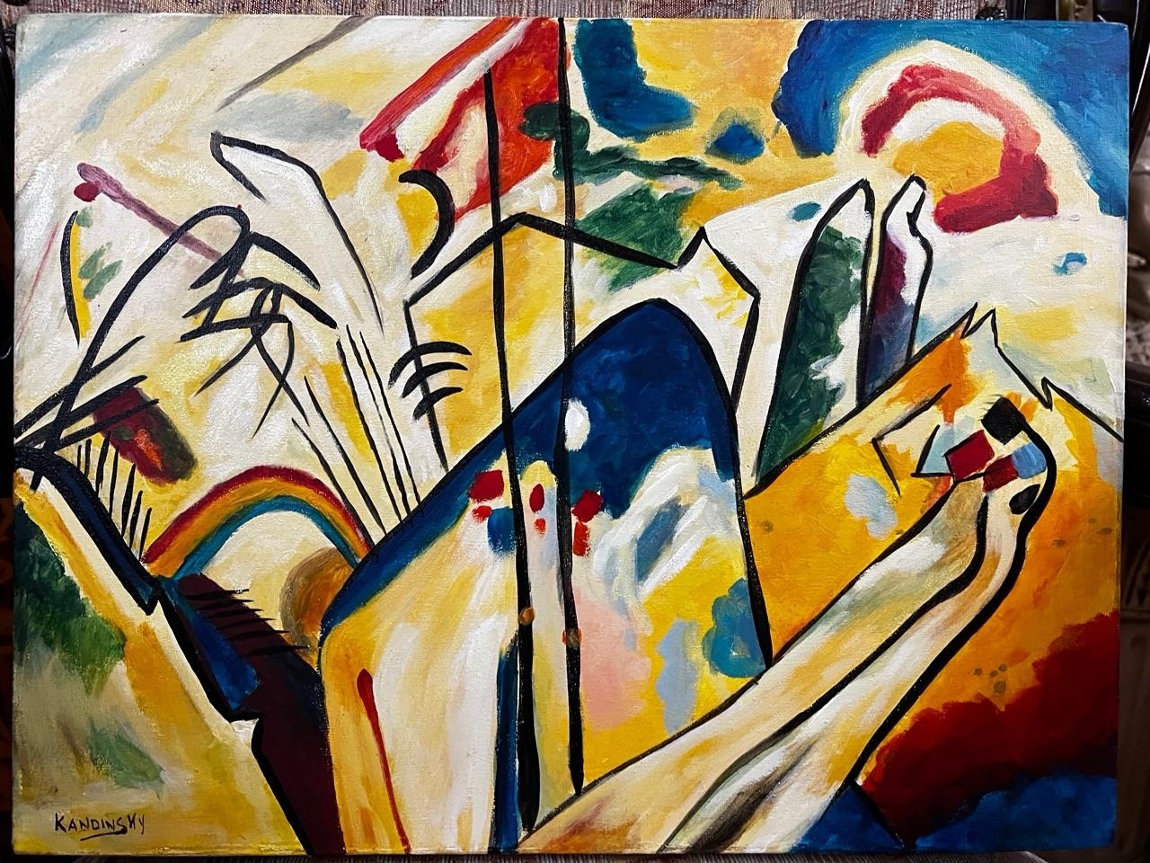 Wassily Kandinsky – Amazing Oil Painting – Signed – Stamped – A1