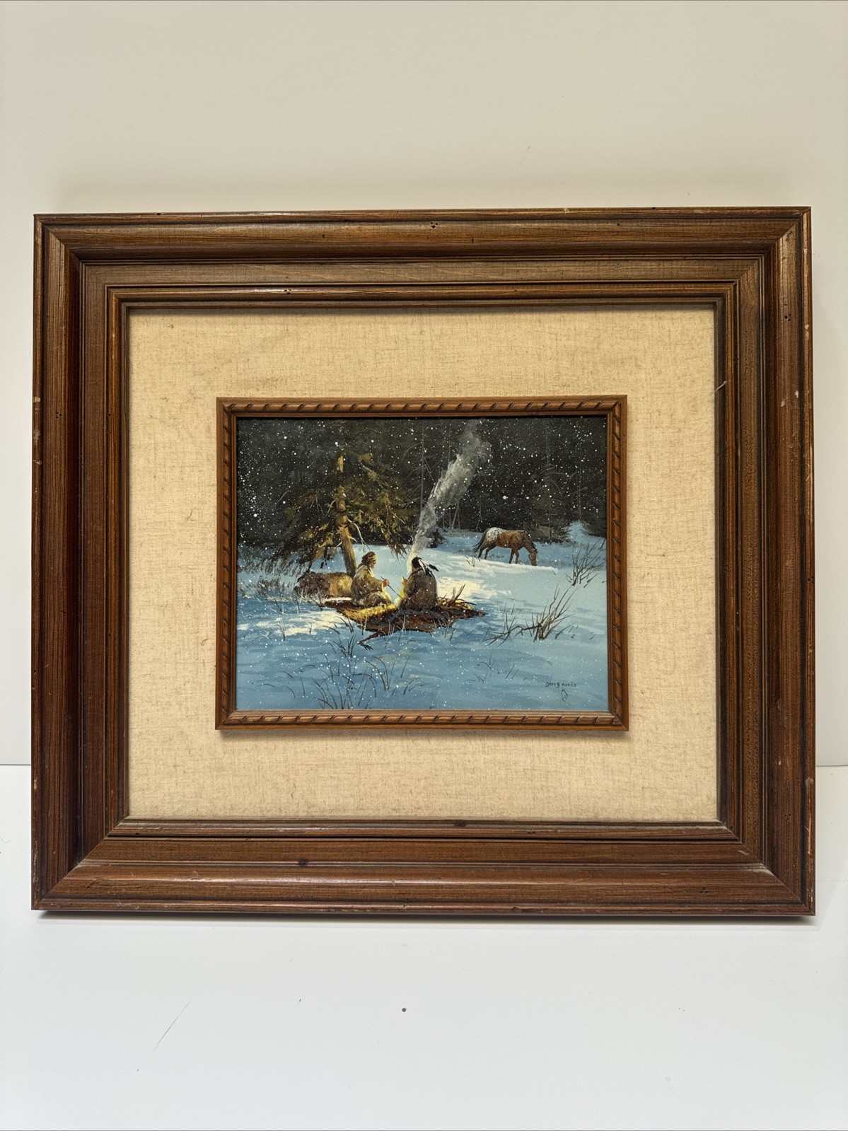 Gerry Metz Painting Indian Tribal Native American Landscape Famous Small Vintage