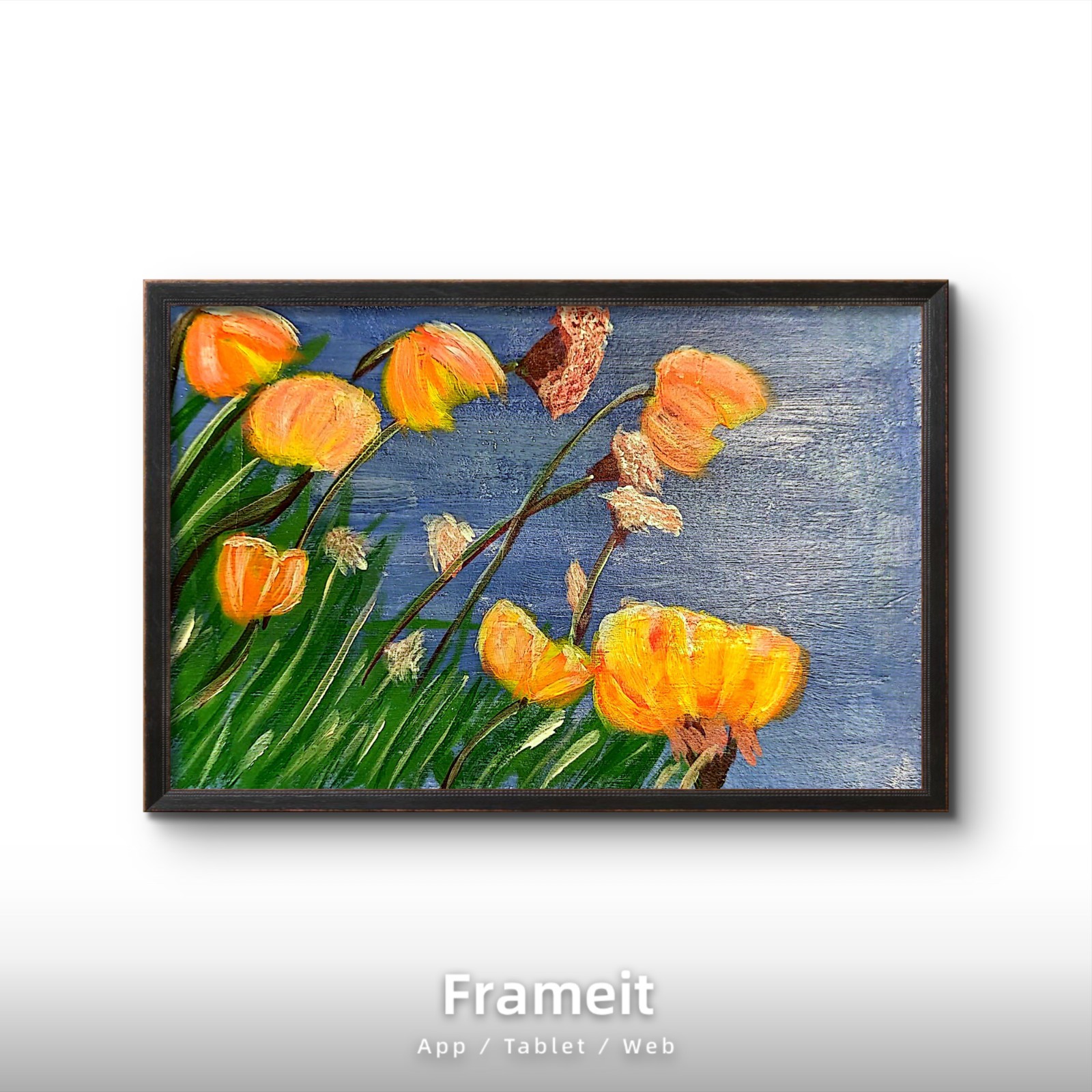 Original, Signed Acrylic Floral field on 4.5×6 paper- OOAK impressionistic COA
