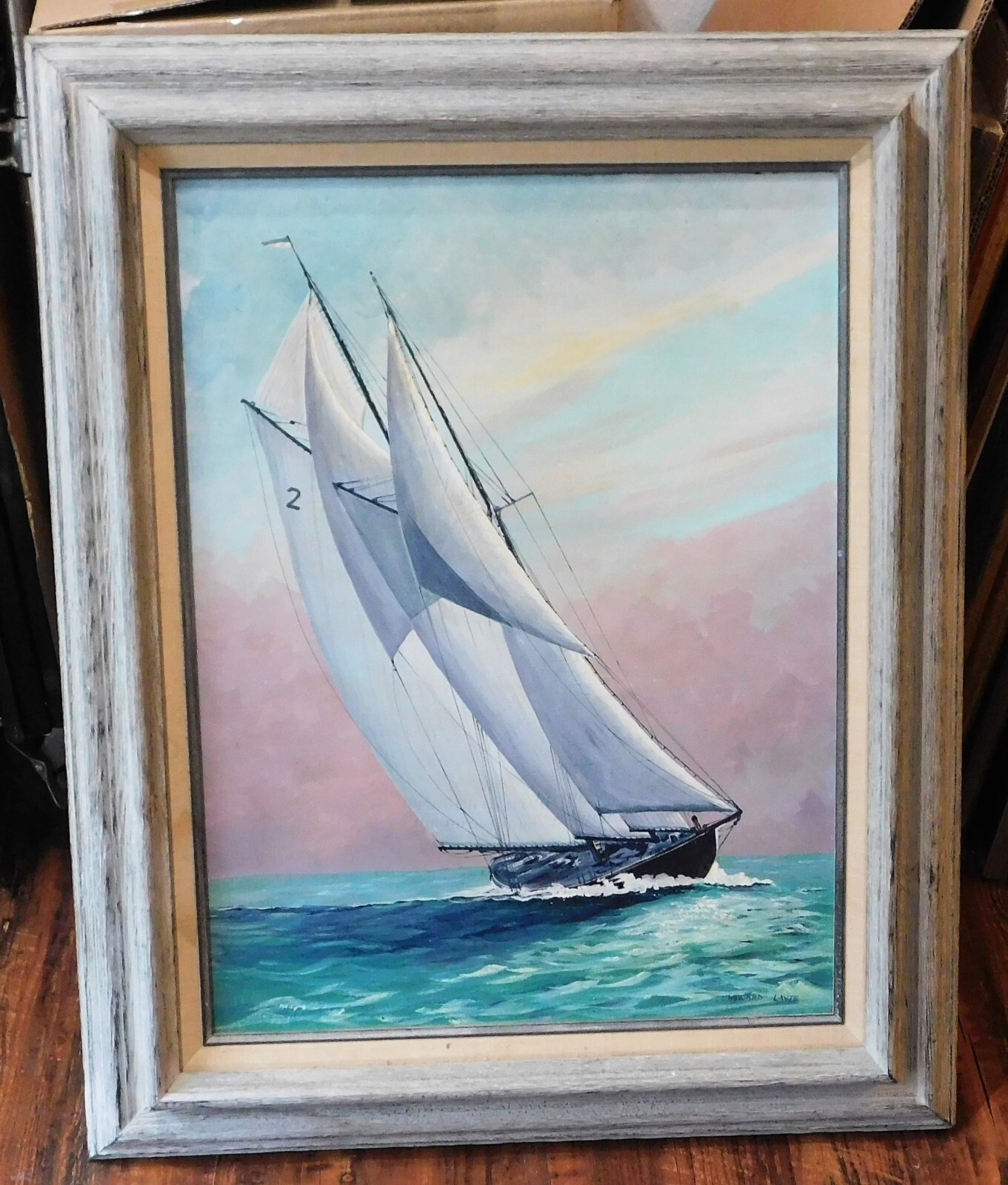 HOWARD LAYTE OIL VINTAGE PAINTING SAILBOAT