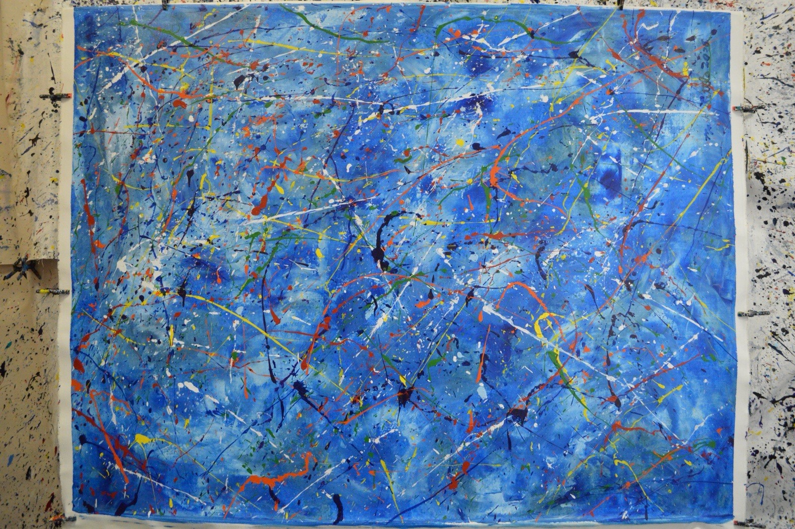 Jackson Pollock Style Giant Canvas Painting 81”X62” (6 Foot 9 inch) Abstract XXL