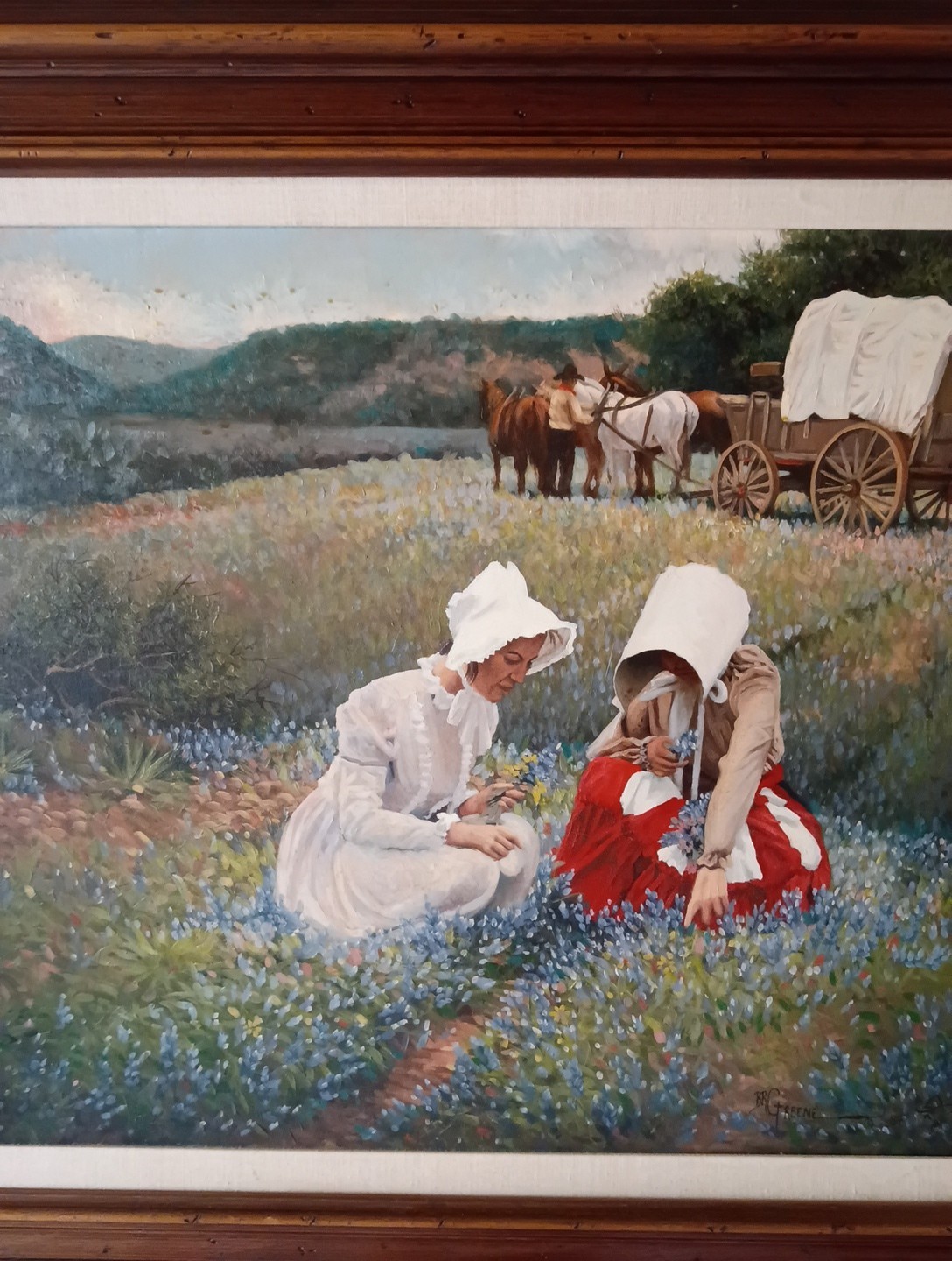 Bruce Greene Large Original Painting On Canvas With Wood Frame 1984 27.5×21.5