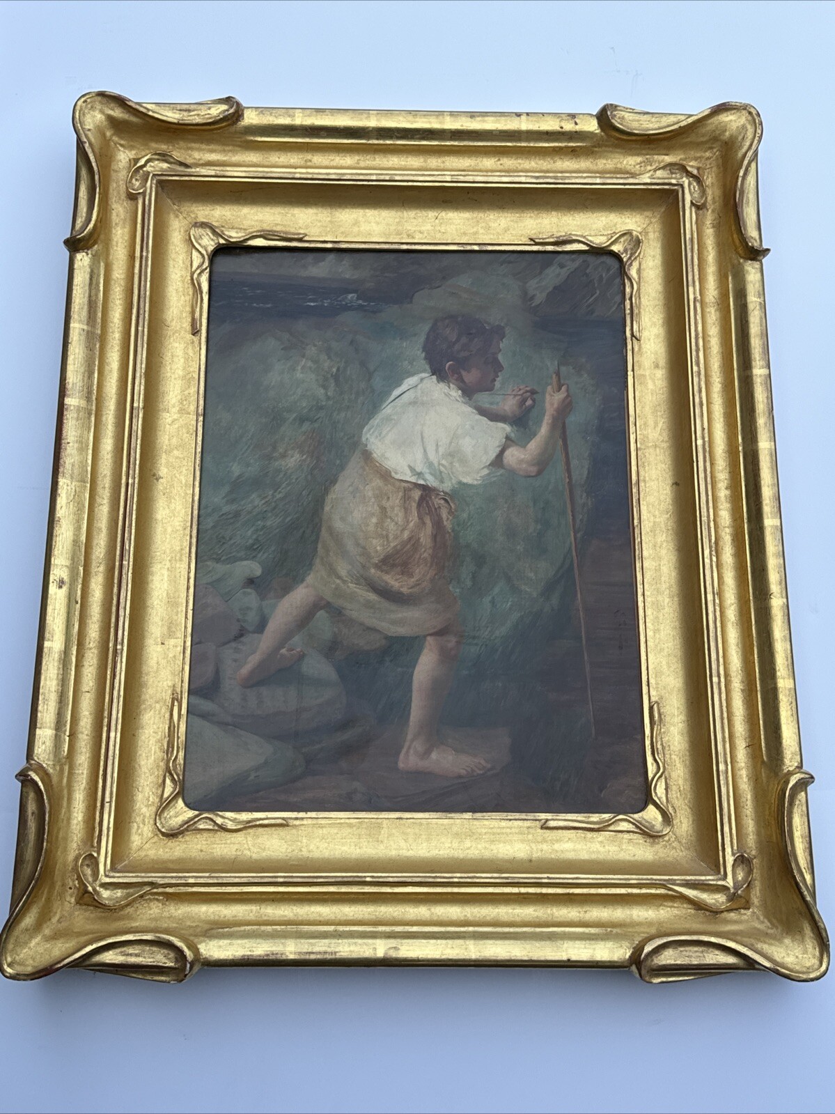 MASTERFUL PAINTING PORTRAIT 19TH CENTURY MYSTERY ARTIST COASTAL ANTIQUE BEACH