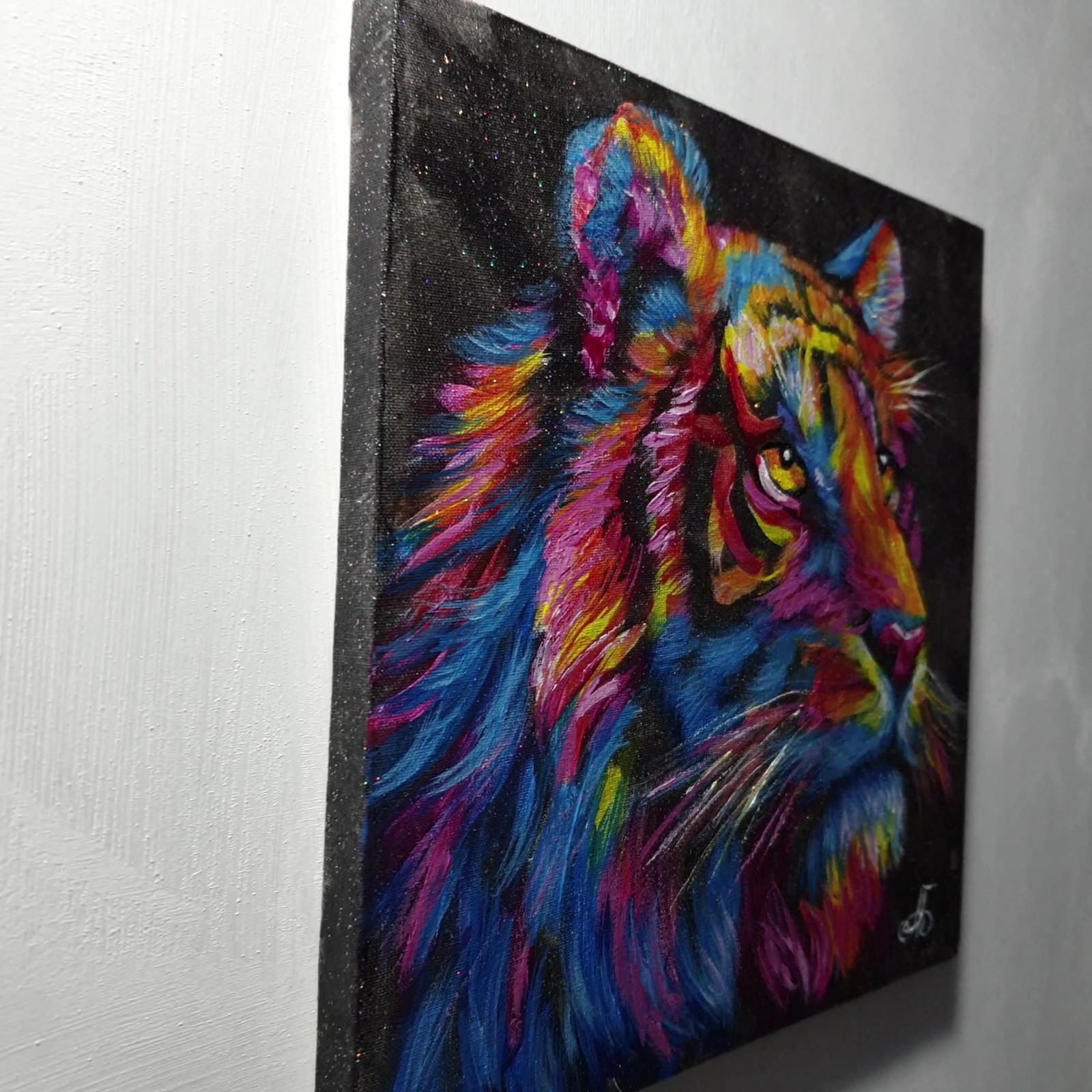 Tiger Colorful Original Acrylic Animal Painting Impressionist Ukraine Artist