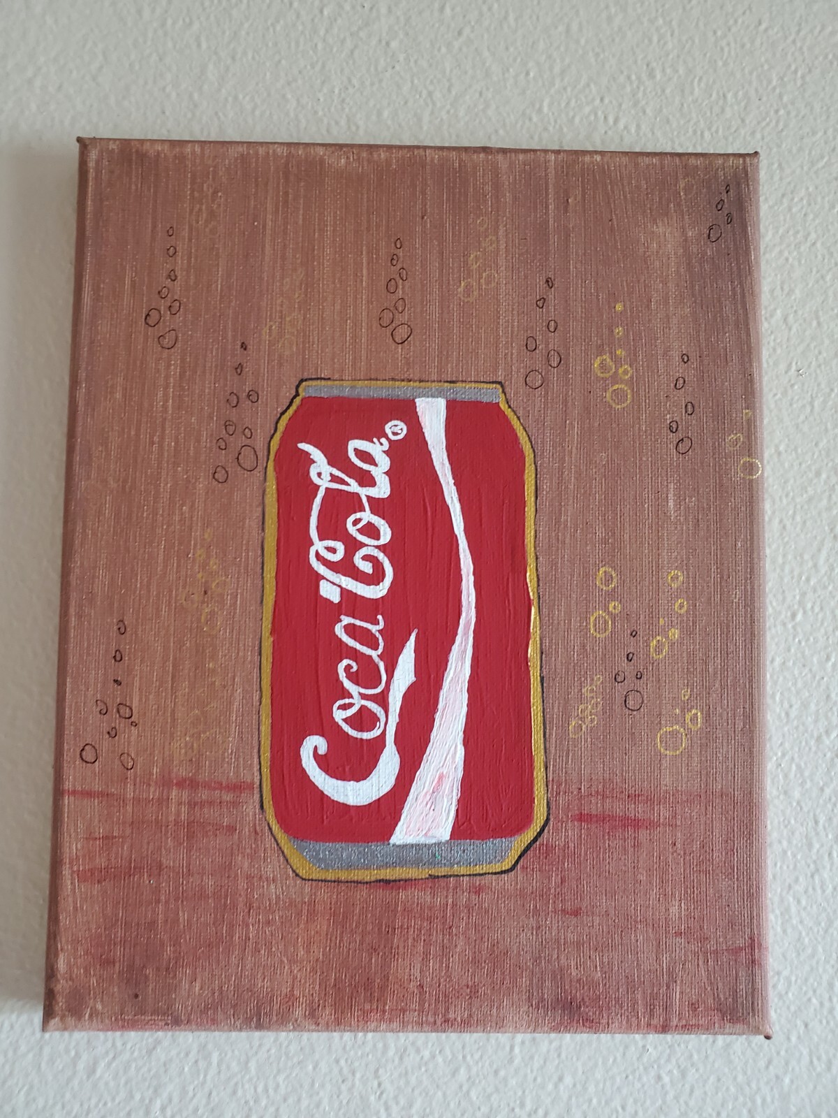 Handmade Painting Acrylic Wooden Frame 10×8 Art Decor Drink Jar Coca Cola