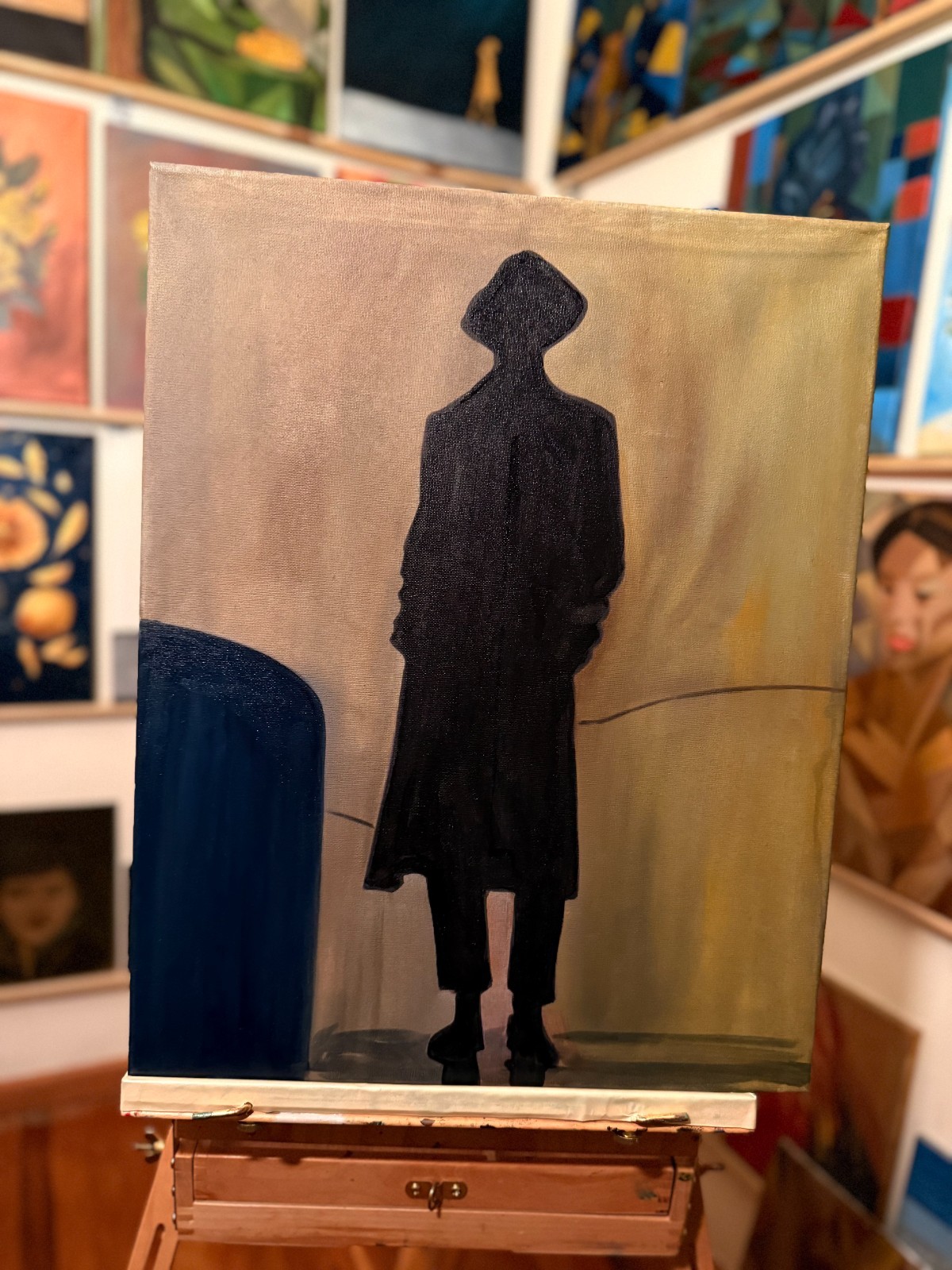 Original Figurative Silhouette Painting – 16×20 Oil on Canvas, Minimalist Abstra