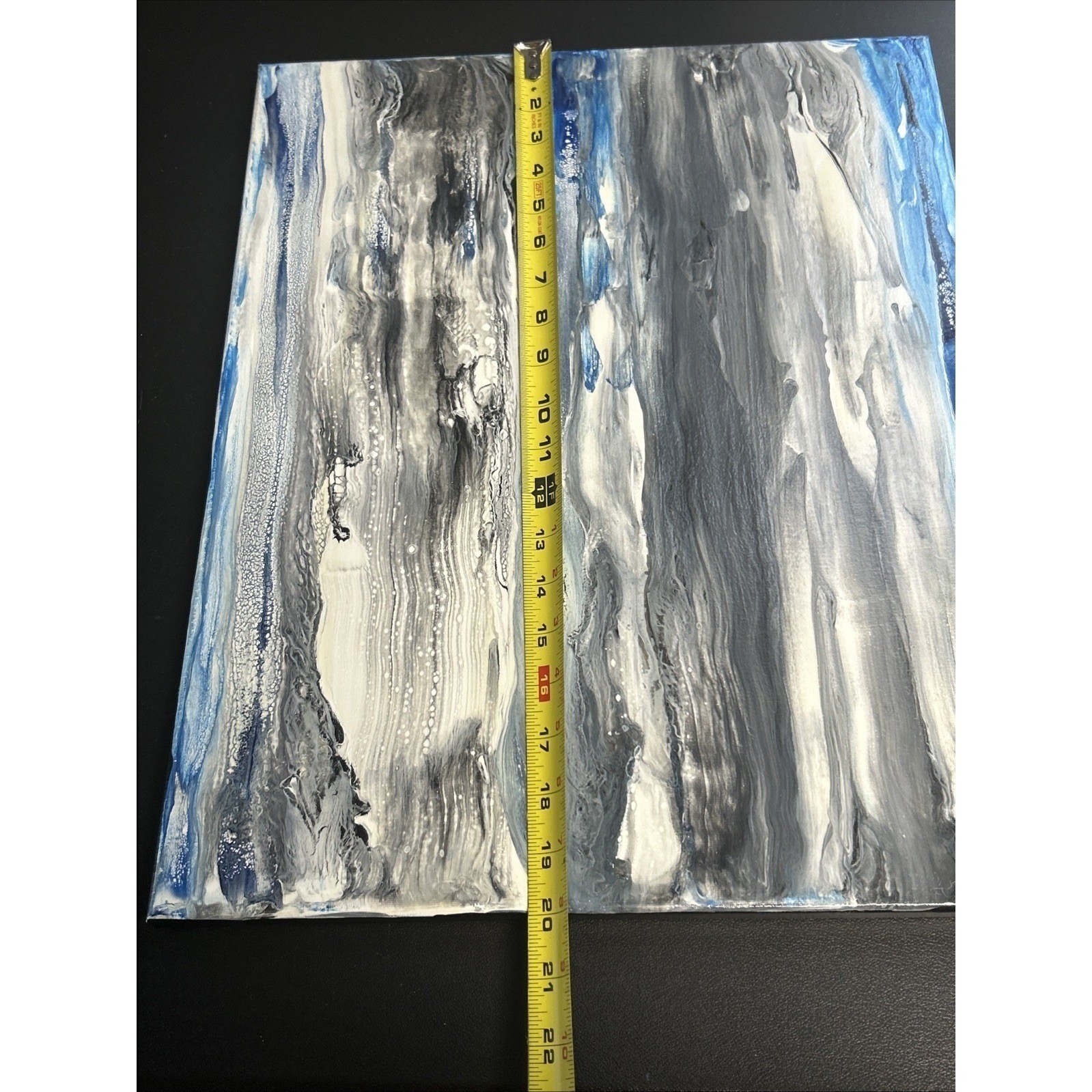 Canvas Painting 16 X 20 Blue Black Acrylic Signed Titled Whispers In the Wind