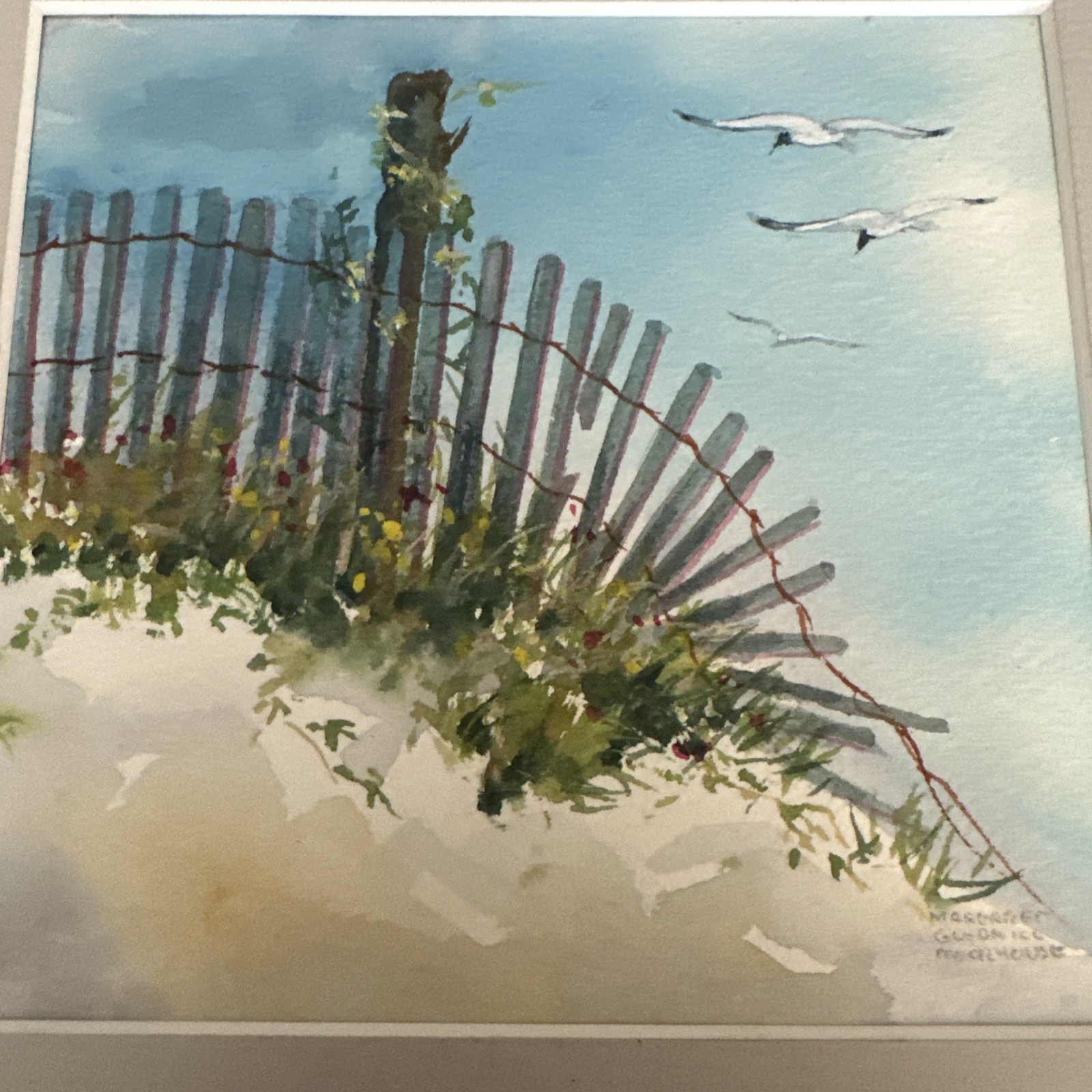 Original Margret Gledhill Moorhouse Watercolor Beach Scene Port Republic N. J.