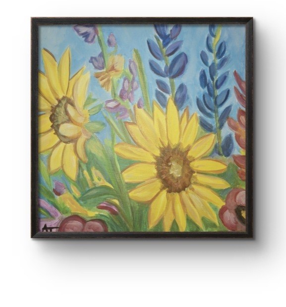 Electric Wild Flowers 12×12 Stretched Canvas