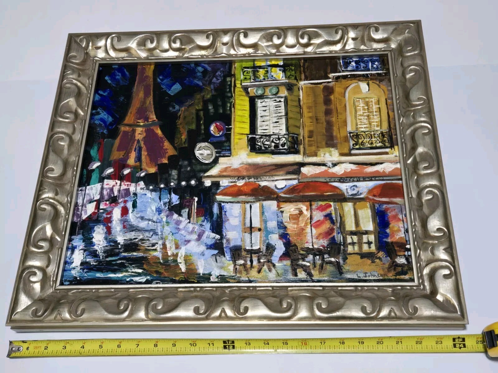 Original Impressionist Painting On Canvas, Paris By Linda Johnson OOAK Framed