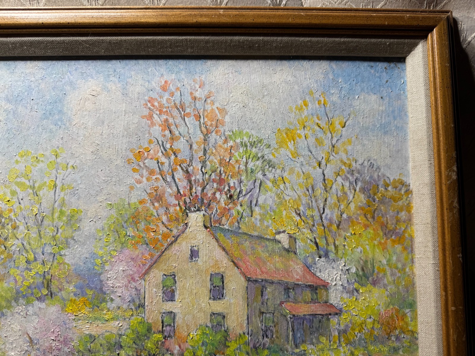 Superb Albert Van Nesse Greene (1887 – 1971) «Country Home Scene» Oil Painting