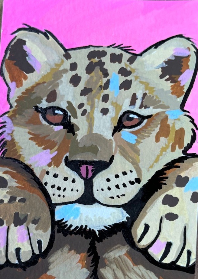 ACEO PRINT Animal Baby Cheetah Big Cat Safari Wildlife Neon Tinycanvasbyh