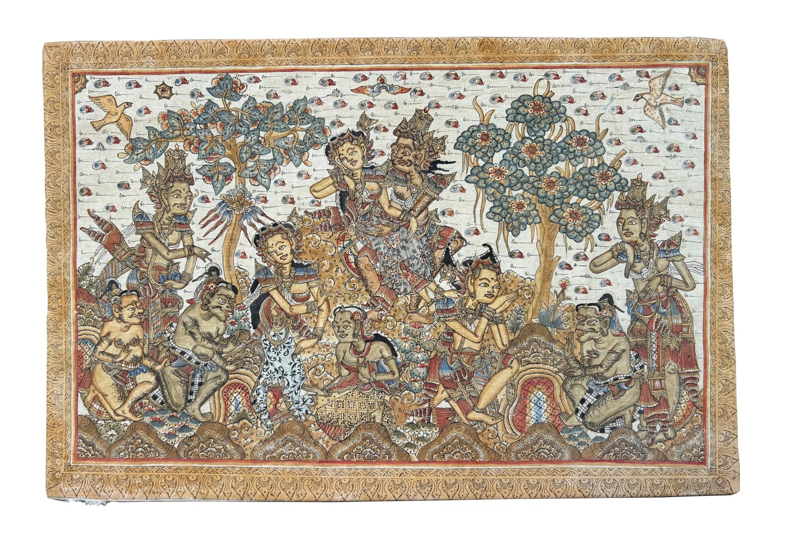 Pair of Original Hand Painted Painting on textile Rama Sintha Kamasan style Bali