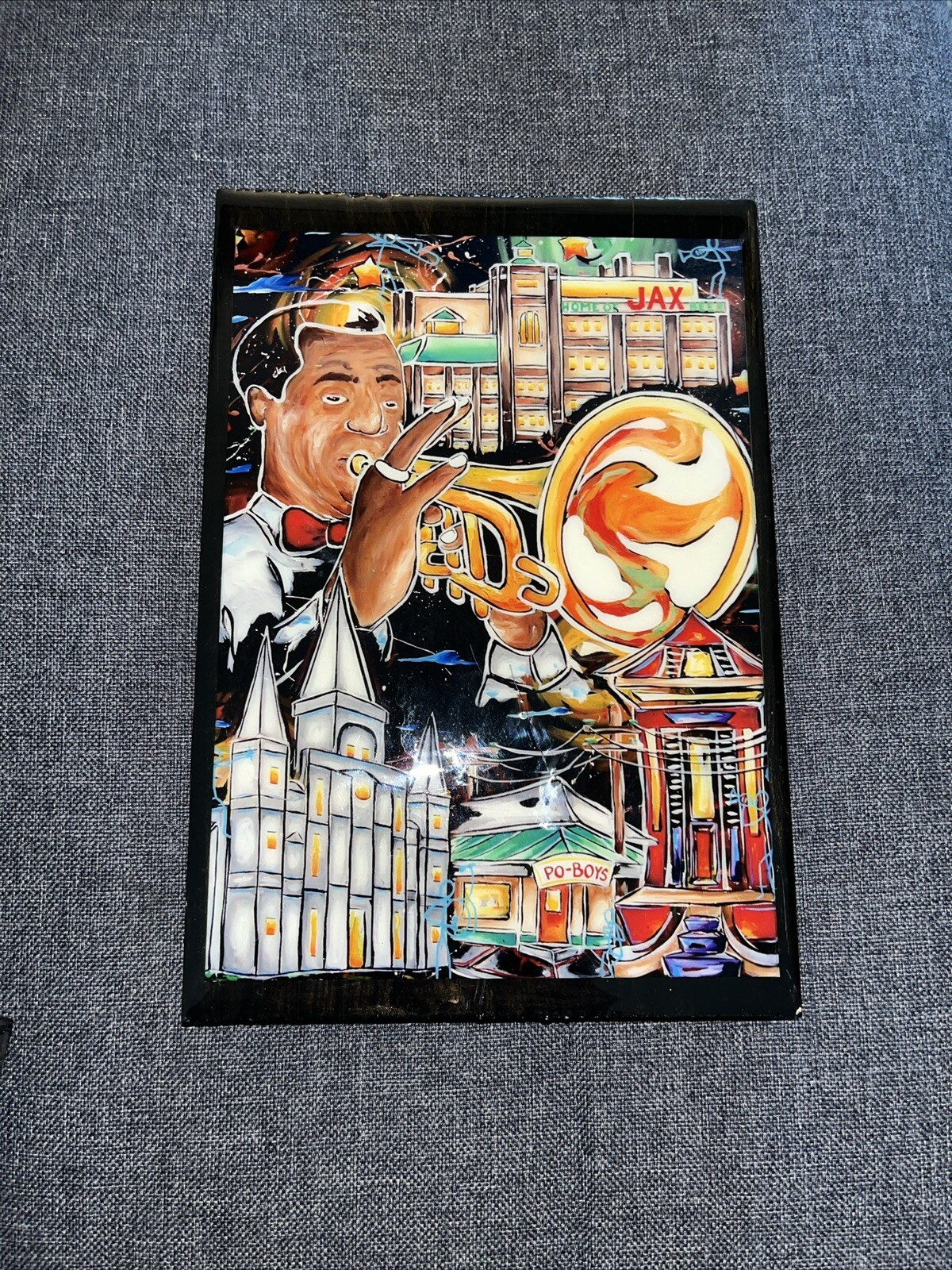 Vtg 5.5″ X 7 3/4″ Reggie Ford Original New Orleans Jazz Wooden Handmade Art