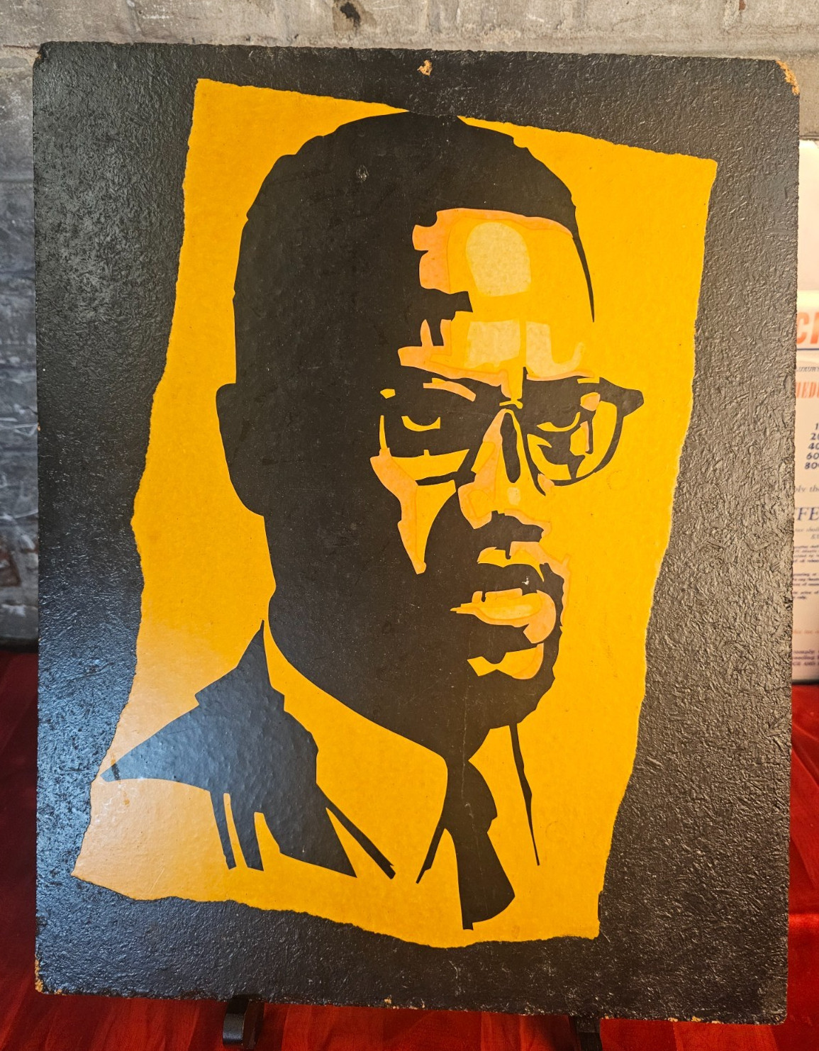 Malcolm X Vintage Litho Print On Board ca. 1970s