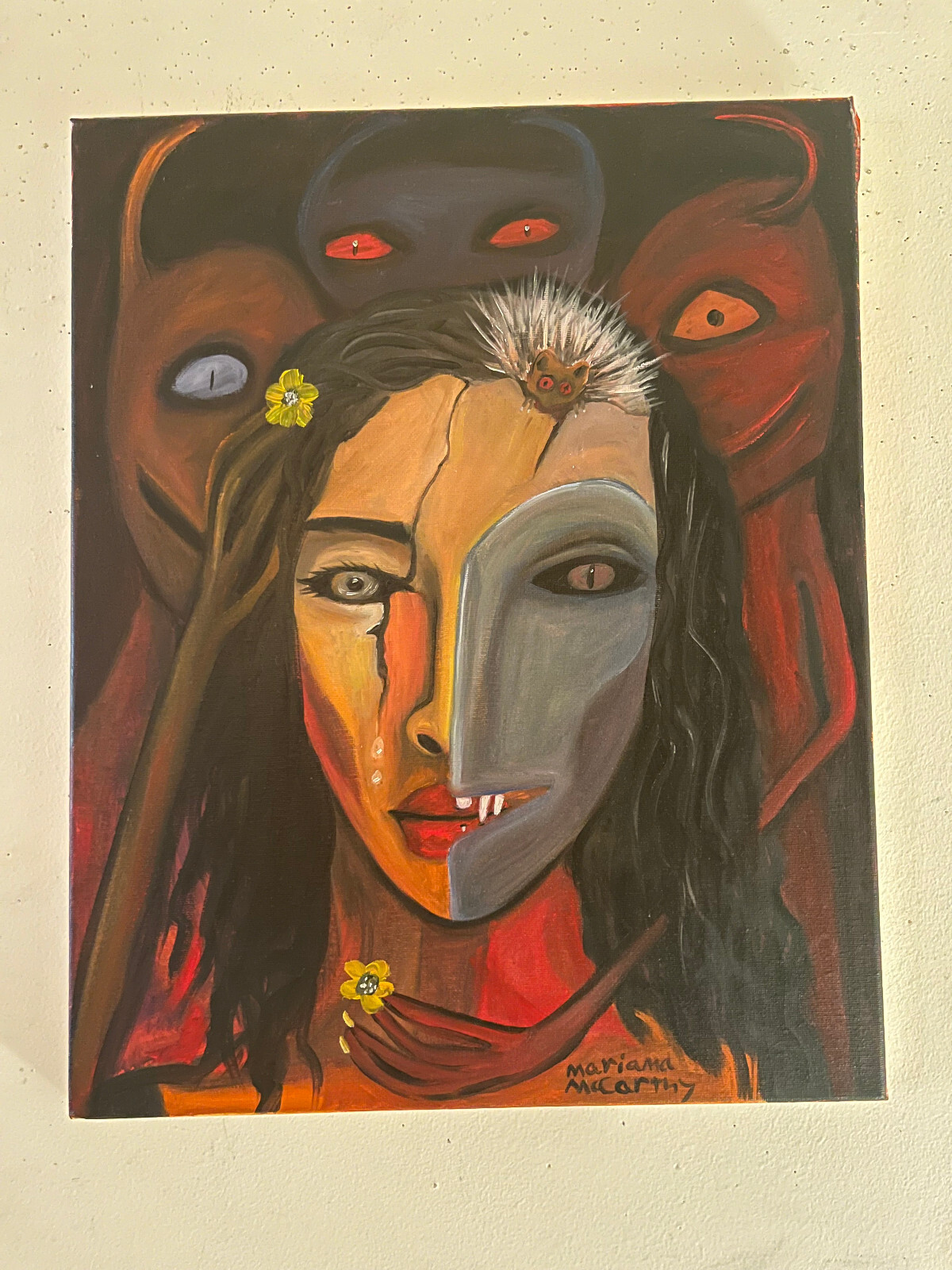 Oil Painting Portrait Outsider Art Primitive Self Taught African Artist