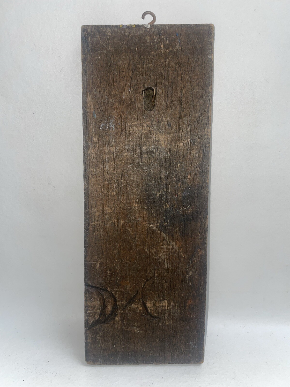 Rustic Painting Representing Houses With Perfect Carving And Polychromy 10×3.75”