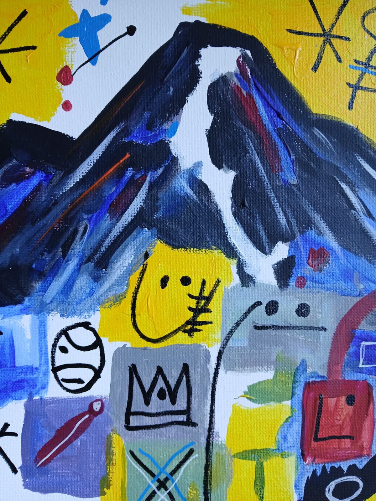 Abstract/Expressionism 11×14 Mount Basquait Signed Colorful Street Art Painting