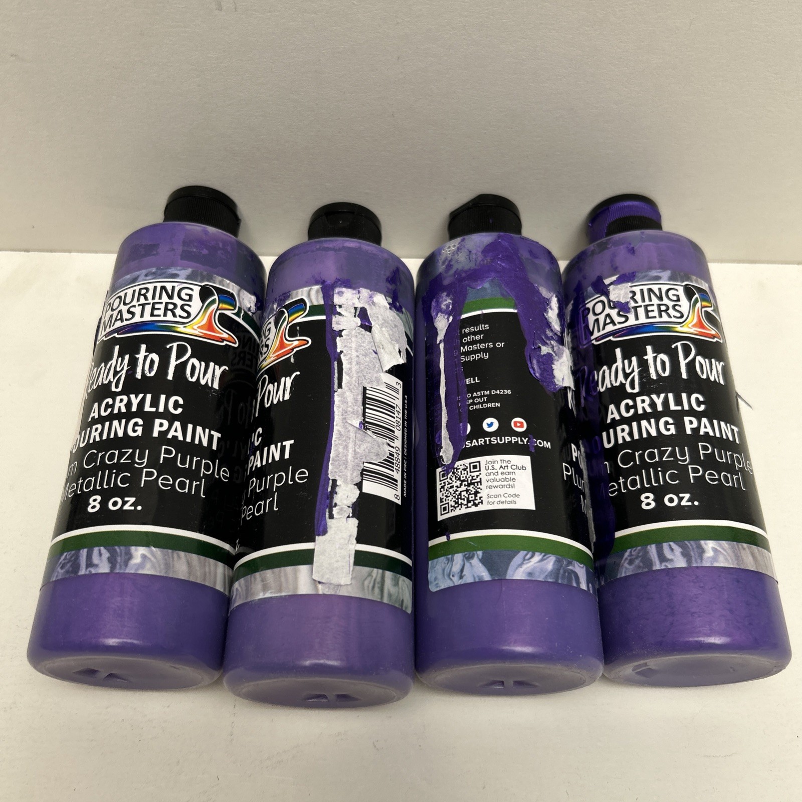8oz Acrylic Paint Plum Crazy Purple Metallic Pearl Set Of 4