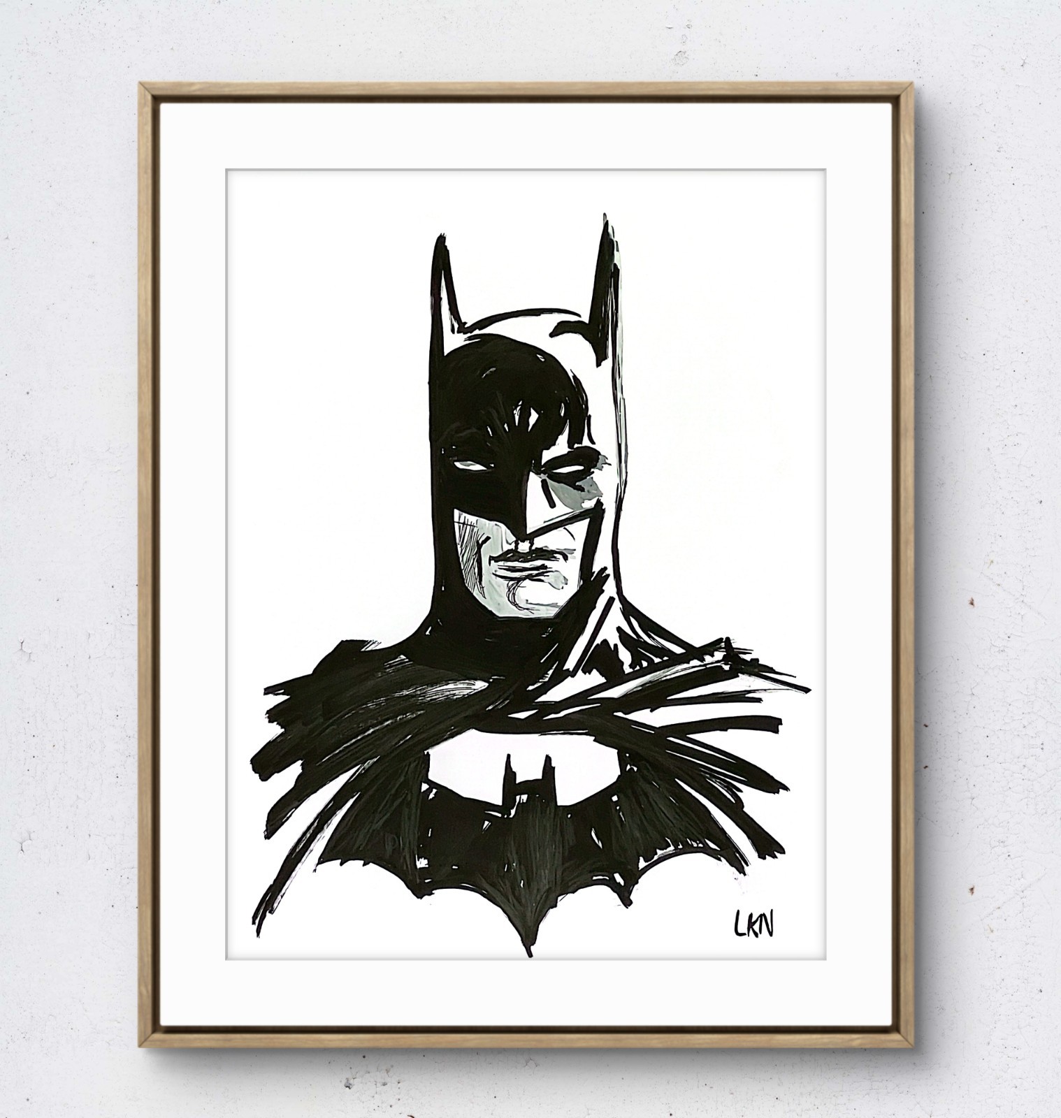Laeknapes Batman Portrait 12×9 Original Abstract Paper Decor Painting Artwork