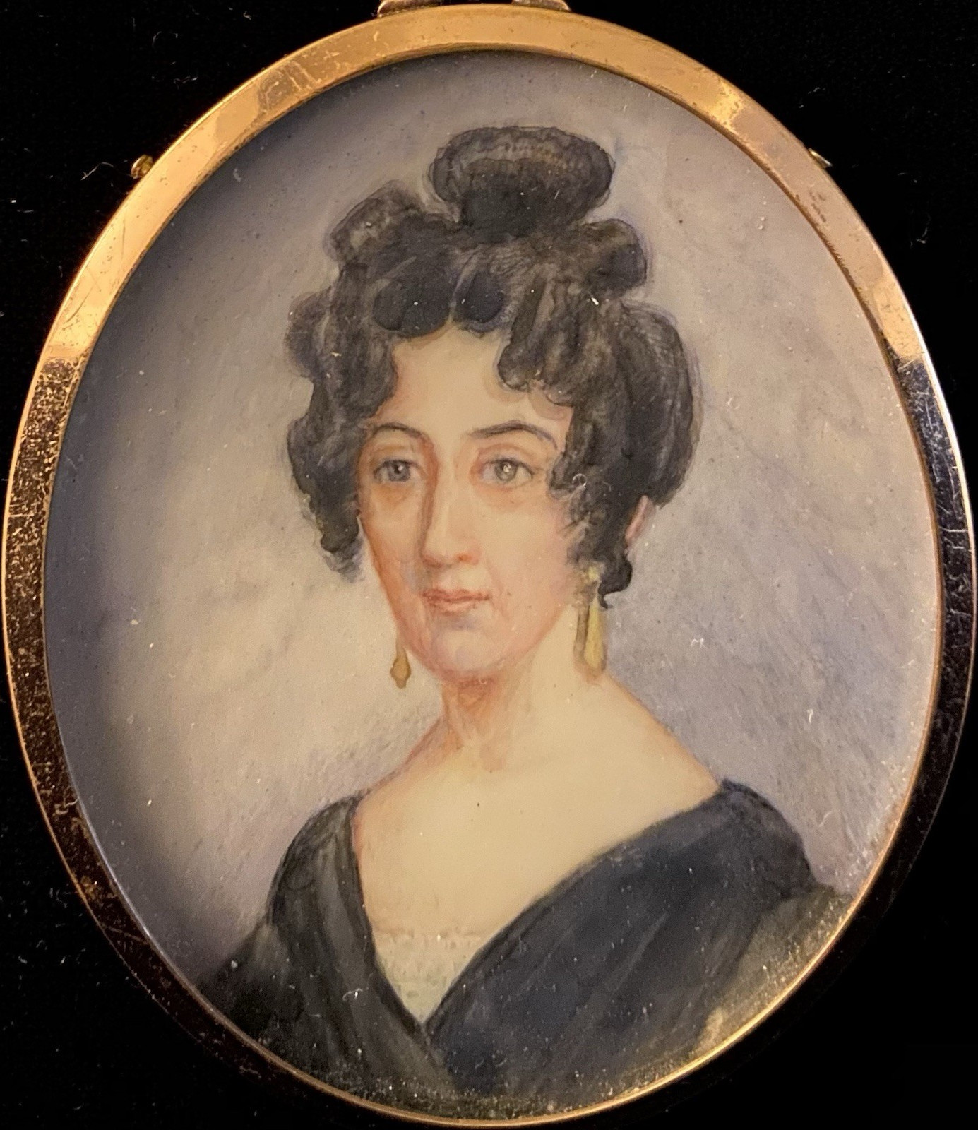 Portrait Miniature of a Woman, Brass Oval Frame, c. 1830